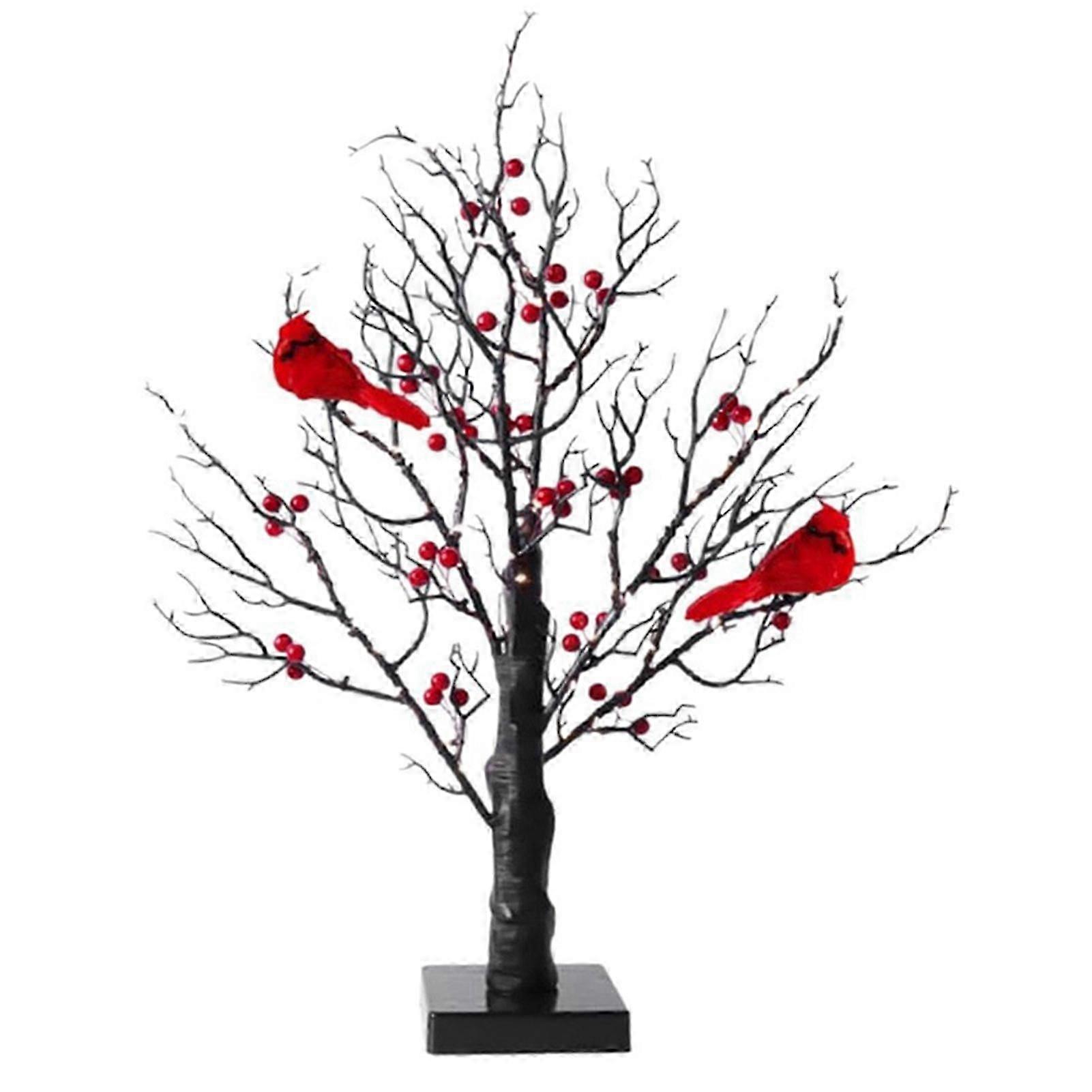 Led Willow Branch Lights, Light-up Willow Tree with Red Birds, Artificial Tree DIY Decorative Lights for Halloween Thanksgiving Day and Christmas