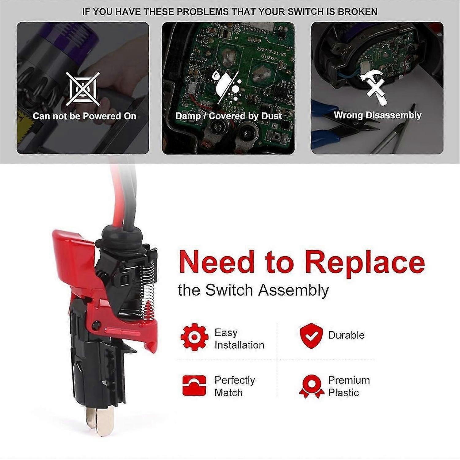 For V10 SV12 Vacuum Cleaner Trigger Switch Assembly, Upgraded Power Button Replacement Parts