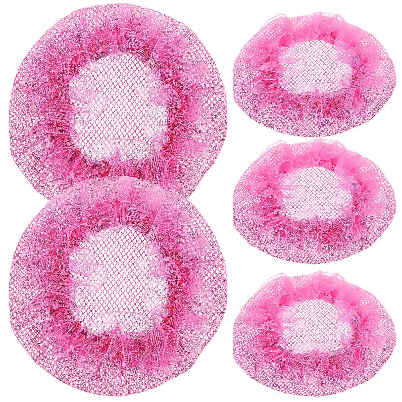 5Pcs Invisible Net Hair Ornaments Set for Hair Styling Rosy Color