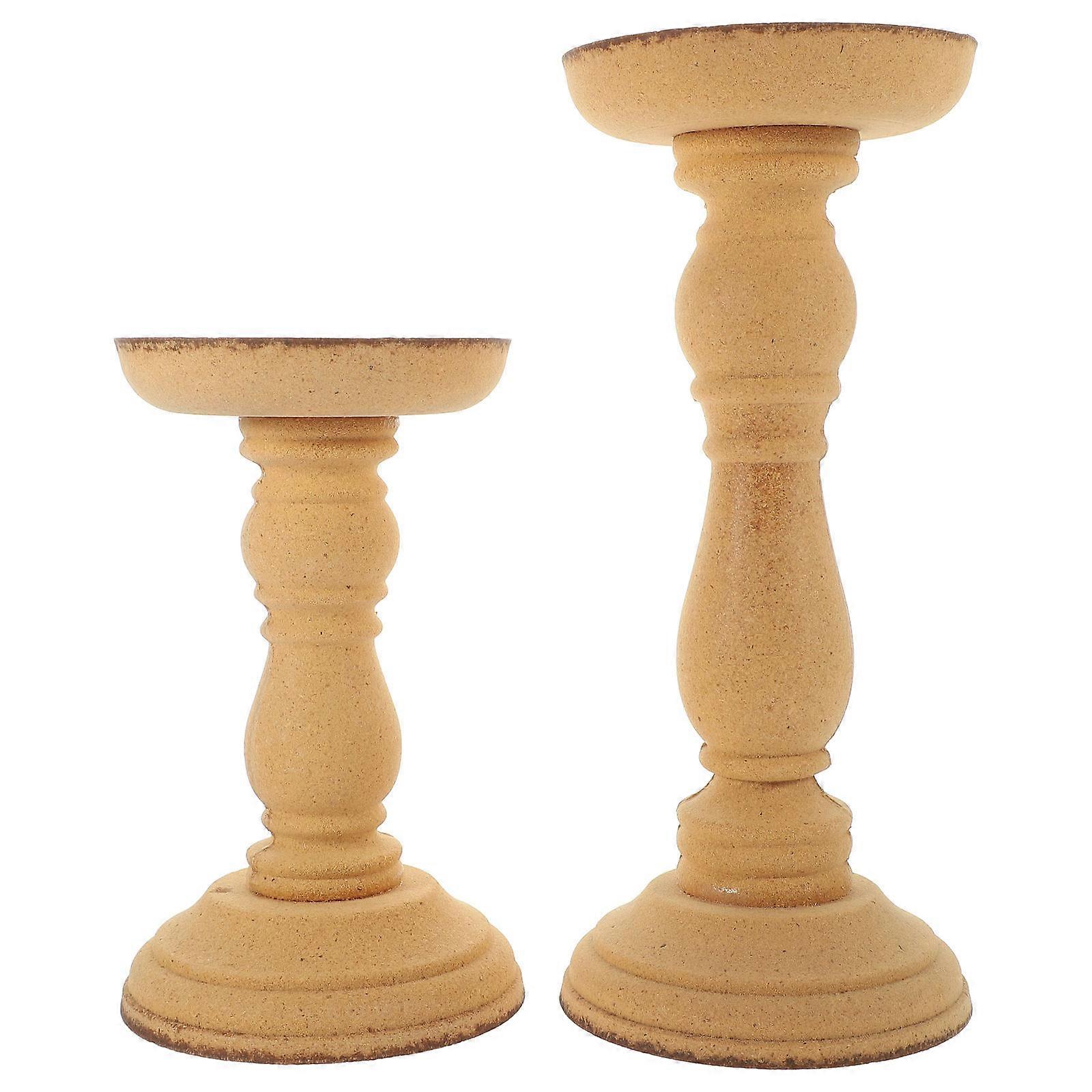 Wooden Candle Holder for Decor with 8Pcs Rustic Pillar Candlestick Holders