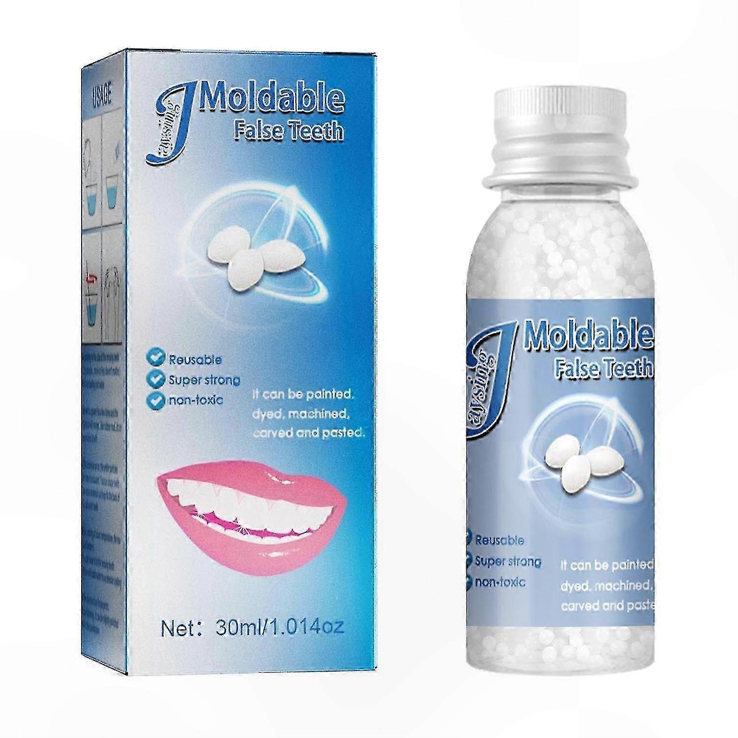 White Moldable Particles for Temporary Tooth Repair, 30ml Reusable Non-Toxic Smile Restoration Solution