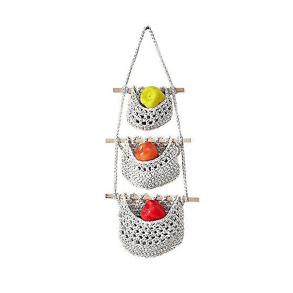 For Wall Fruit Basket Braided Hanging Baskets