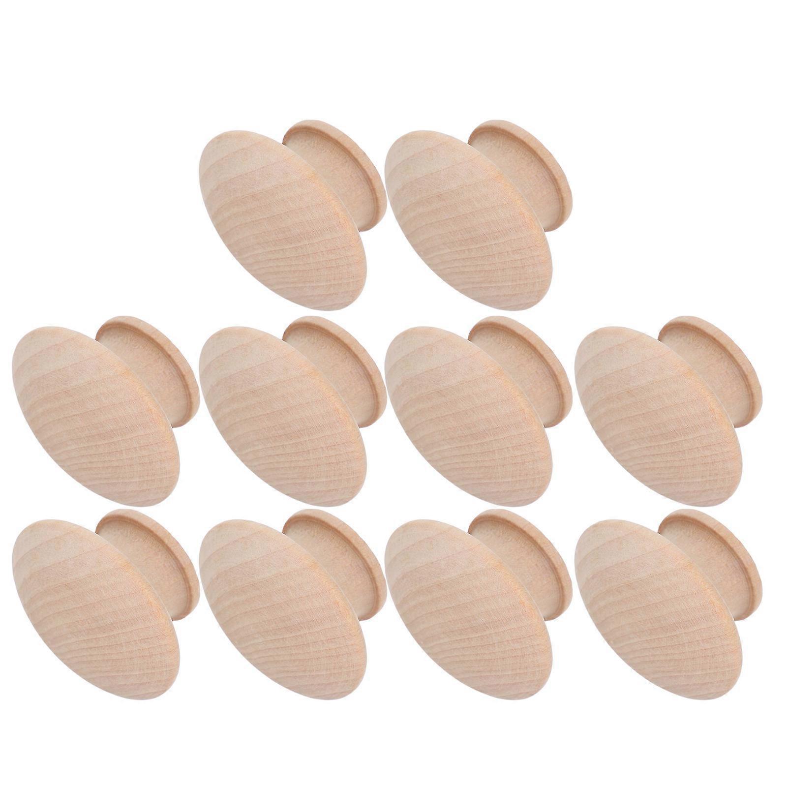Vintage Wooden Drawer Round Pulls Handles Unfinished Wood Knobs 40Pcs