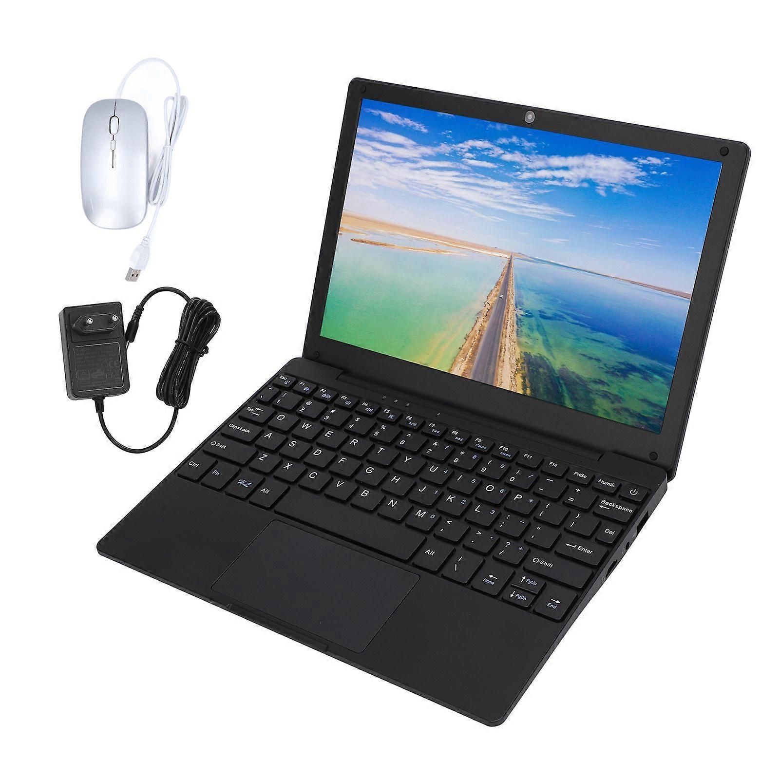 Laptop 10.1inch IPS 1280x800 Display Quad Core Processor Wireless Type C Charging Ultra Slim Laptop Computer with Mouse for Android 12 EU Plug 100240V