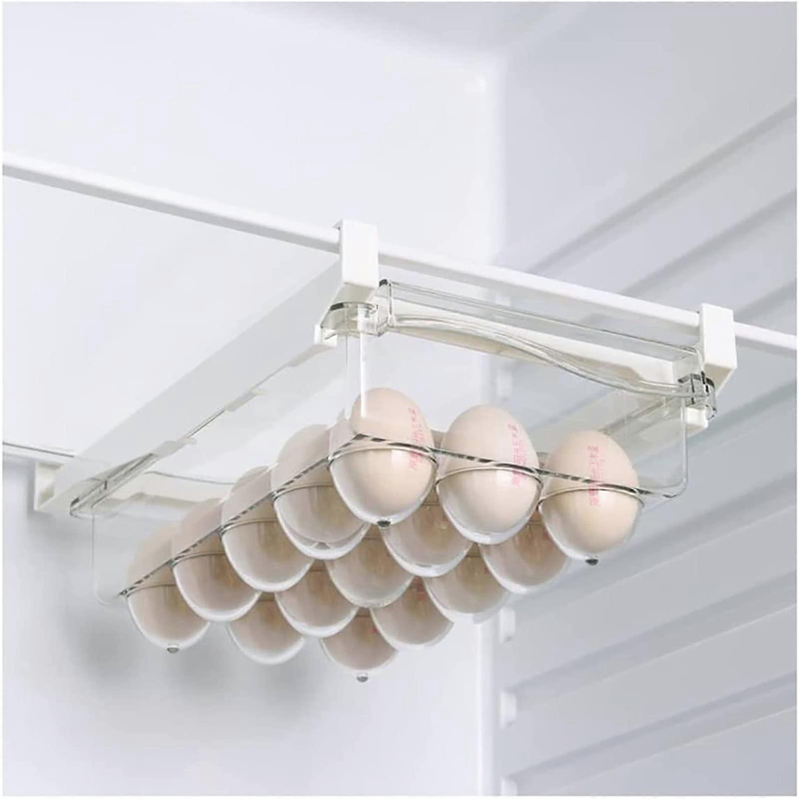 Extendable Hanging Refrigerator Drawer with Transparent Egg Storage Holder, Pullable Fridge Freezer Organizer Box