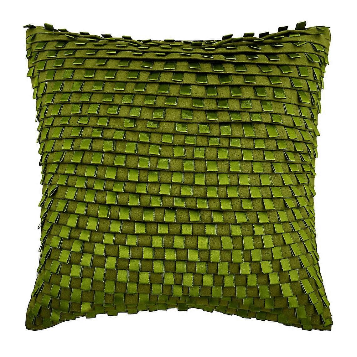 Housses d’oreiller 24x24 vert, texturé Pintucks Ribbon Loops Square Faux Suede Sham, 60x60 cm - Go Green