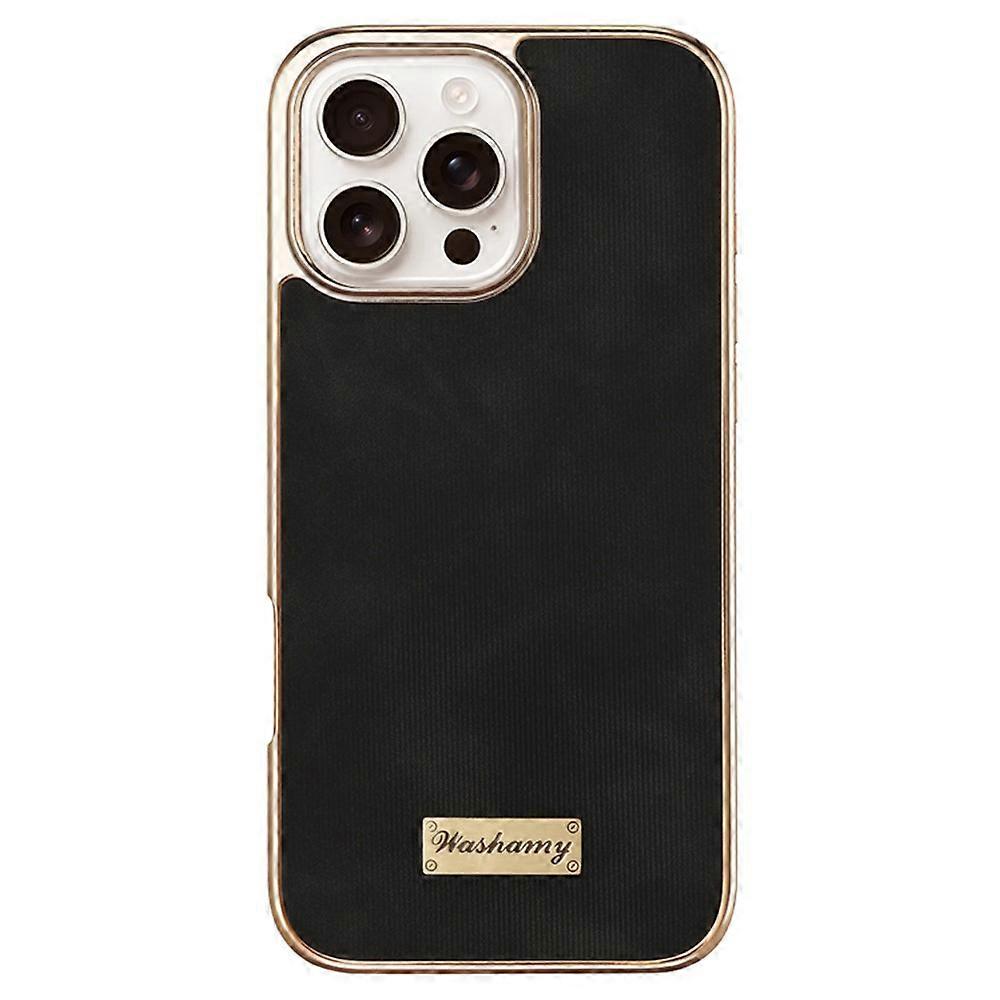 Compatible For iPhone 16 Pro Max Case Compatible with MagSafe Electroplating Frame PU Leather PC TPU Phone Cover