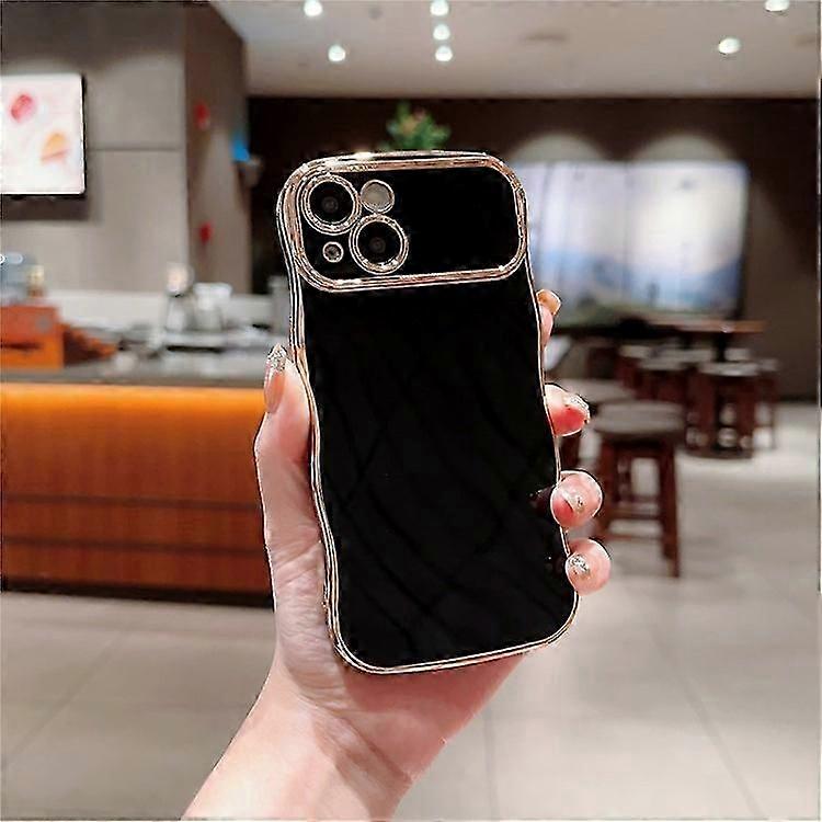 Compatible For iPhone 15 Case Curly Wave Frame Shape Electroplating TPU Back Cover