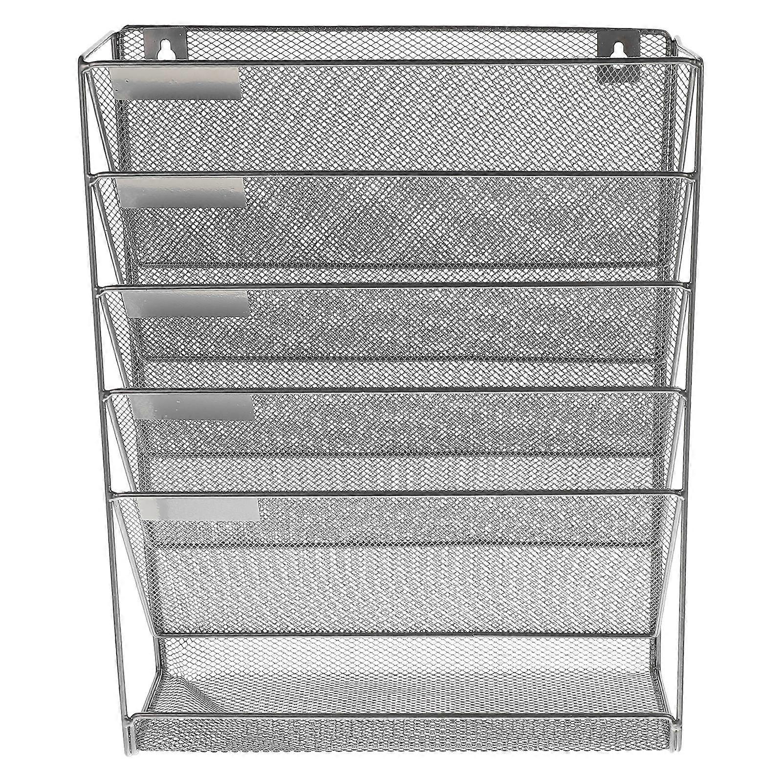 Wall-Mounted Files Storage Rack for Document Organization 1Pcs Silver Iron