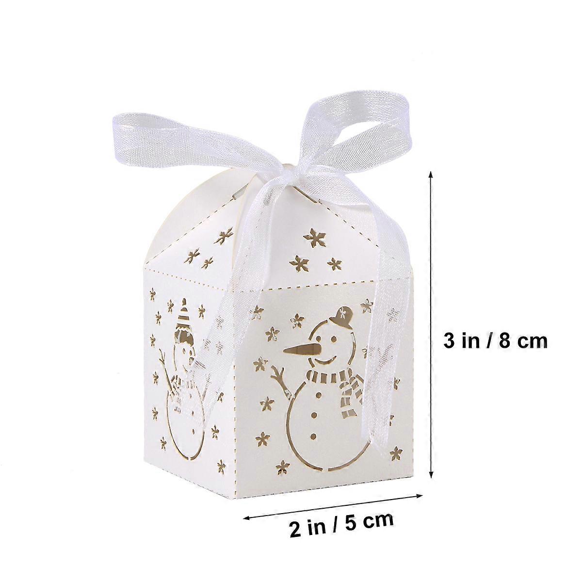Hollow Out Snowman Pattern Candy Boxes Wedding Favors Iridescent Paper Storage for Candies 50Pcs