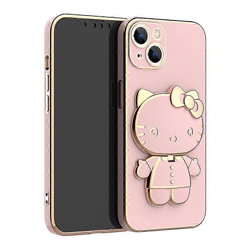 HelloKitty Makeup Mirror Phone Case For Huawei Y9S Y8P Y7A Y6 Y7 Prime 2019 Honor X7A X8A X9A X10 X20 Plating Holder Stand Cover