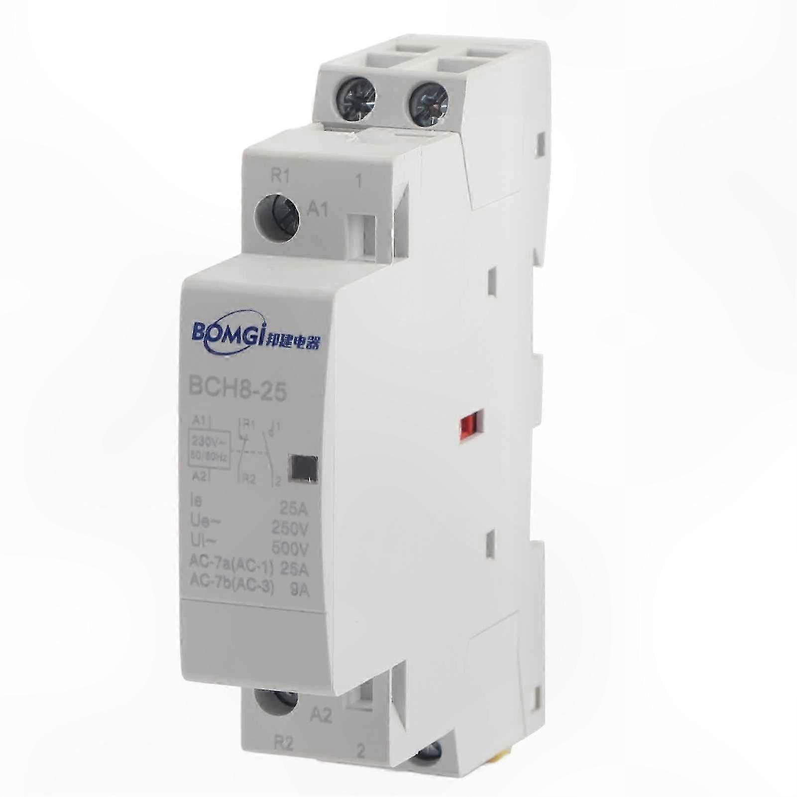 2-Pole 25A 220V/230V DIN Rail Mount Contactor with 1NO 1NC for Home Electrical Systems