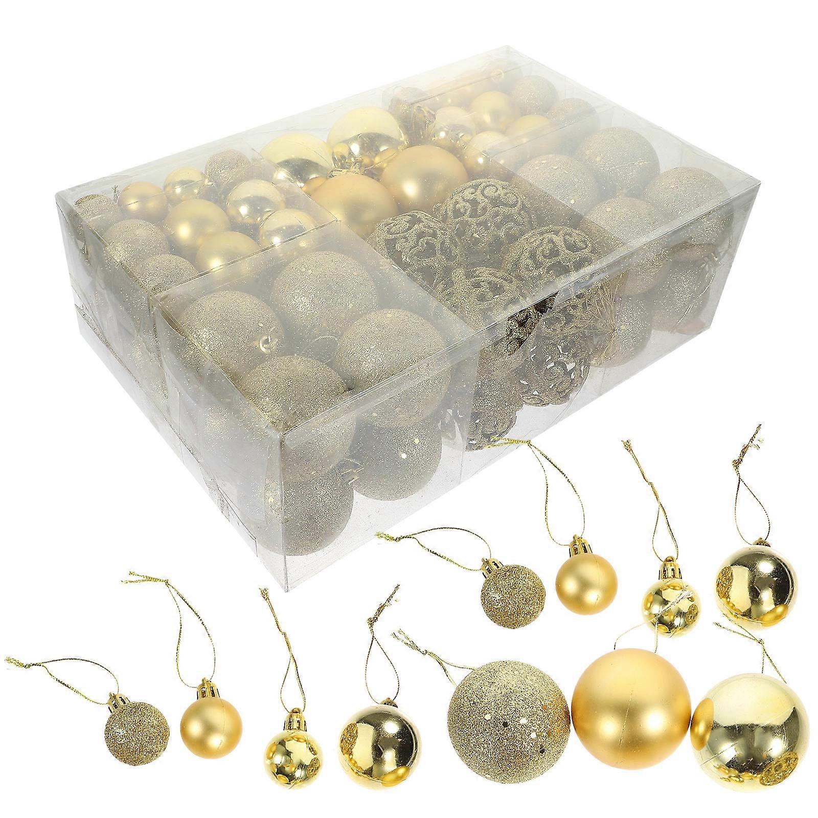 Decorative Christmas Balls 1 Box 100Pcs Perfect For Christmas Party Scene Layout Props Golden Color Material