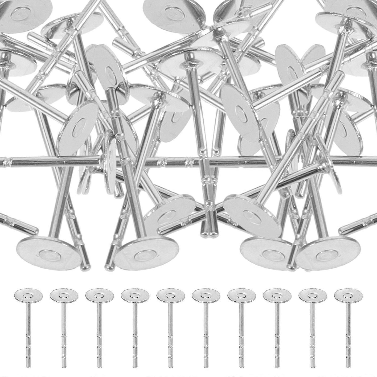 Silver Metal Earring Posts for Creative DIY Accessories 3Pcs 1 Bag