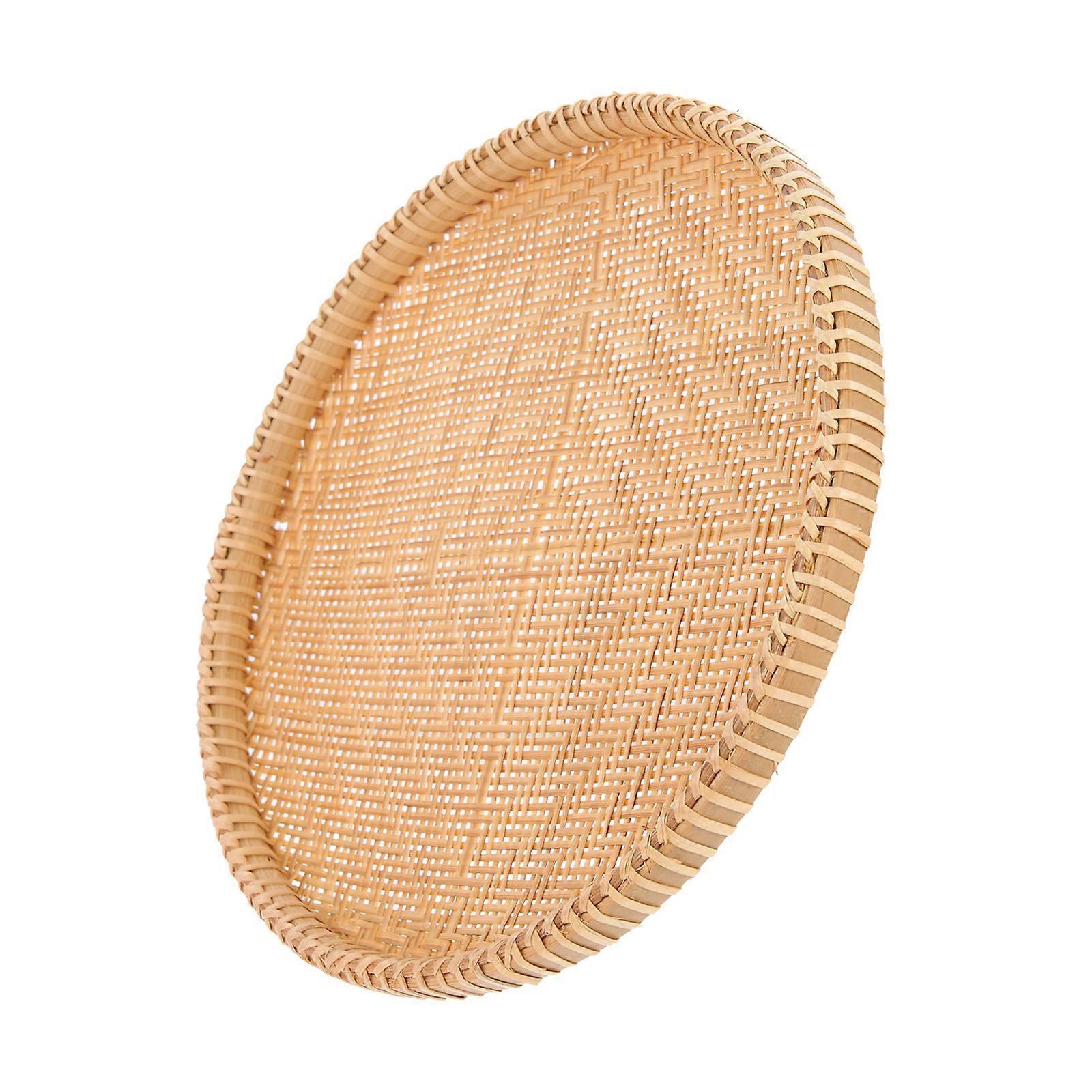 Bamboo Woven Vegetable Storage Container For Home Use 23.2X23.2X1.7CM Practical And Decorative 1Pack