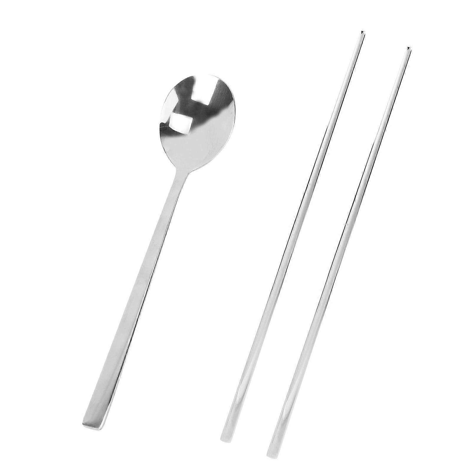 Cutlery Set Stainless Steel Korean Flatware Long Handle for 4Pcs