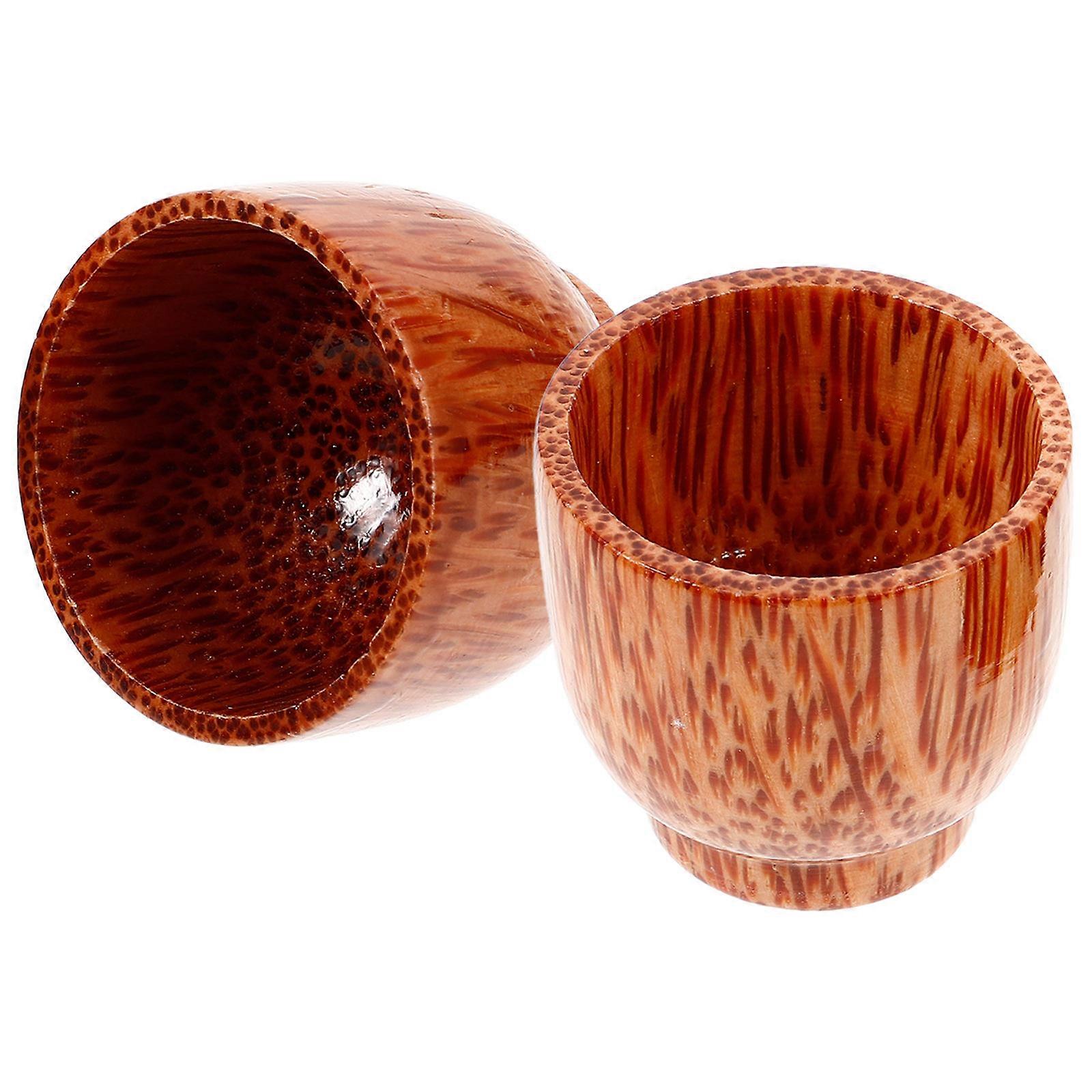 Chocolate Wooden Drinking Cup Japanese Tea Mug for Beverage Use 4Pcs Cups