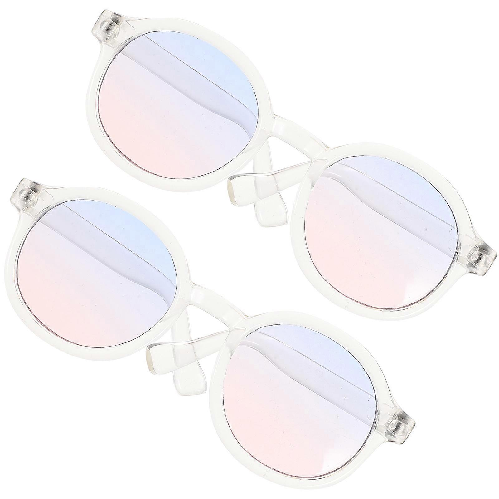Plastic Doll Eyeglasses for DIY Projects 2Pairs Transparent Decorative Glasses