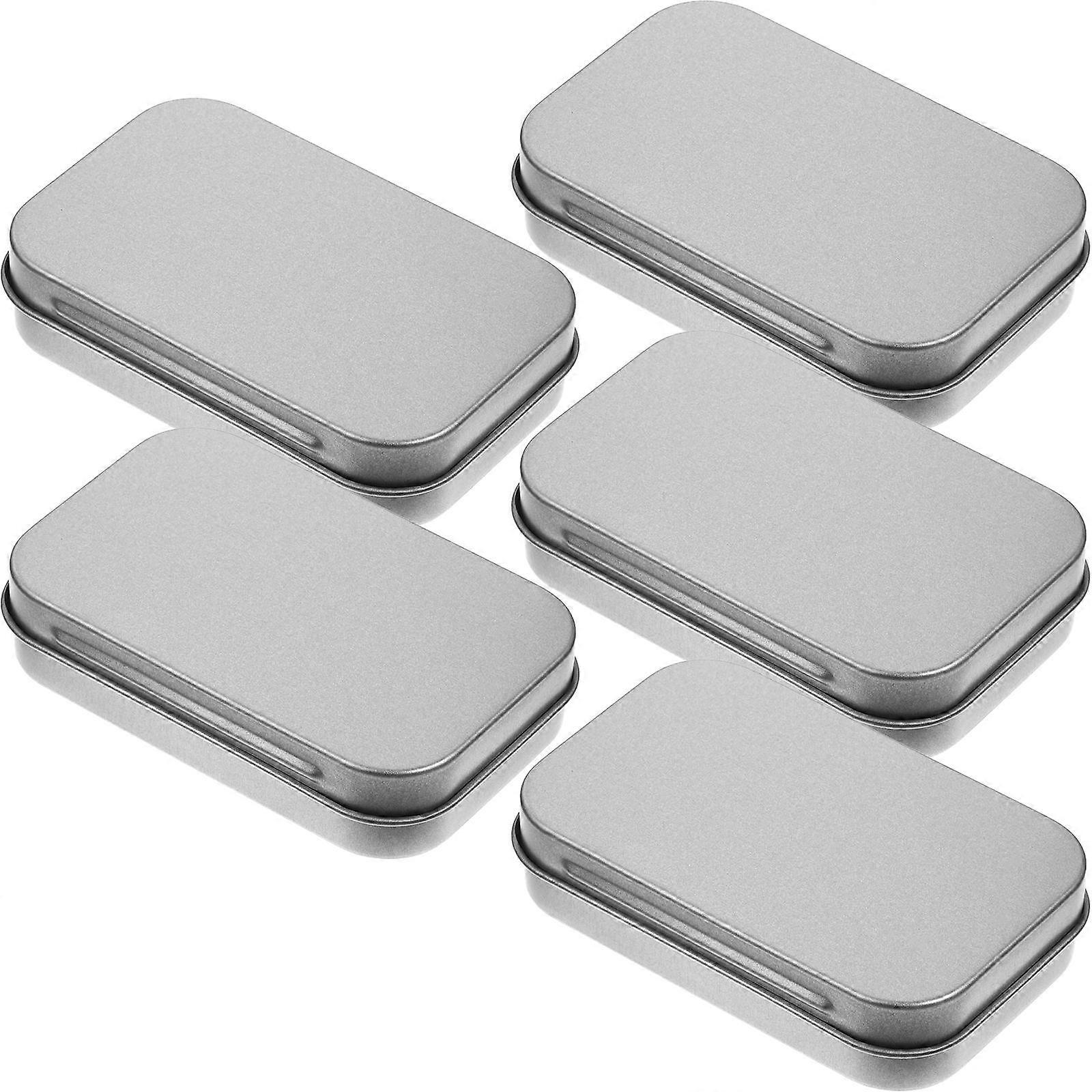 Small Hinged Tin Box Metal Storage Container for Cards 20Pcs Silver