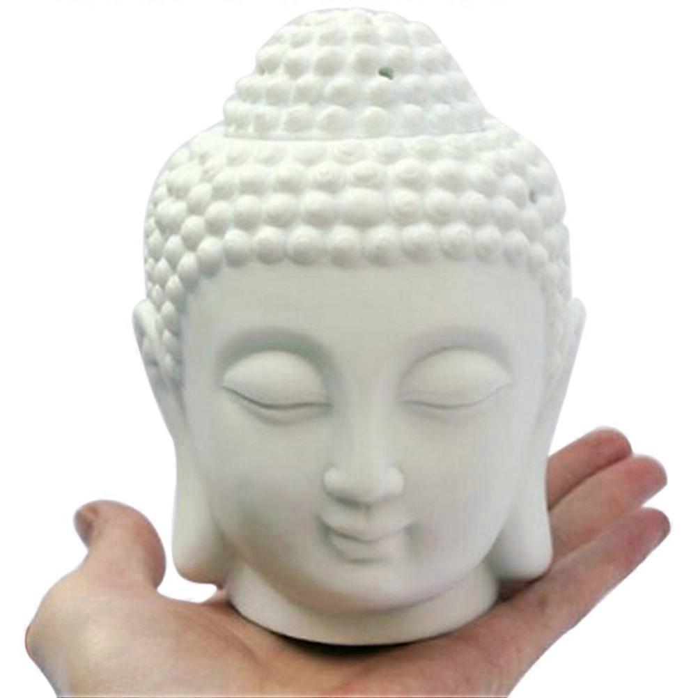 2Pcs Buddha Head Ceramic Candle Burner for Candle Smoking White