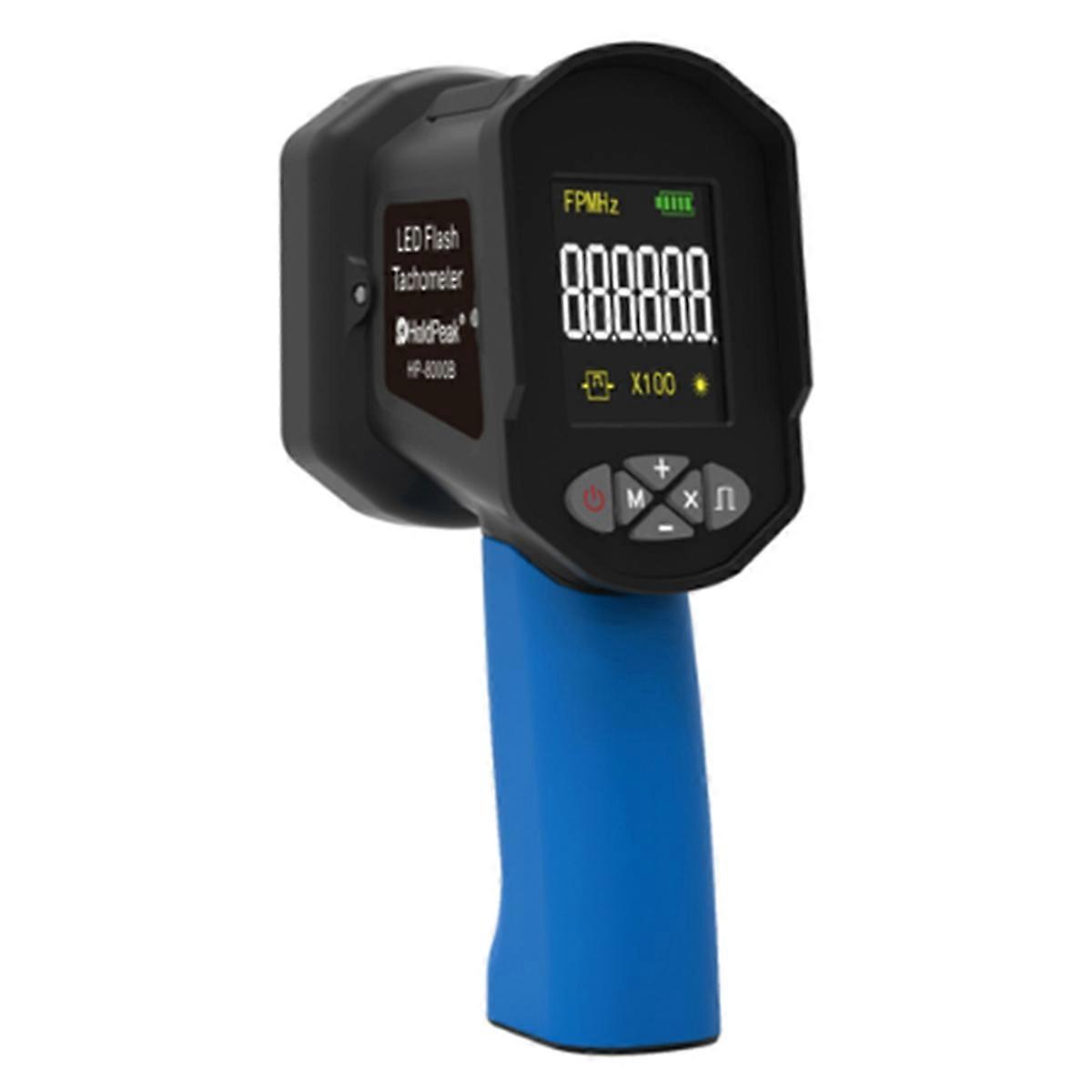 Digital Handheld Stroboscope 60-99999 FPM Non Contact Strobe Tachomete High Accuracy 0.001% LED Flash Tachometer Blue