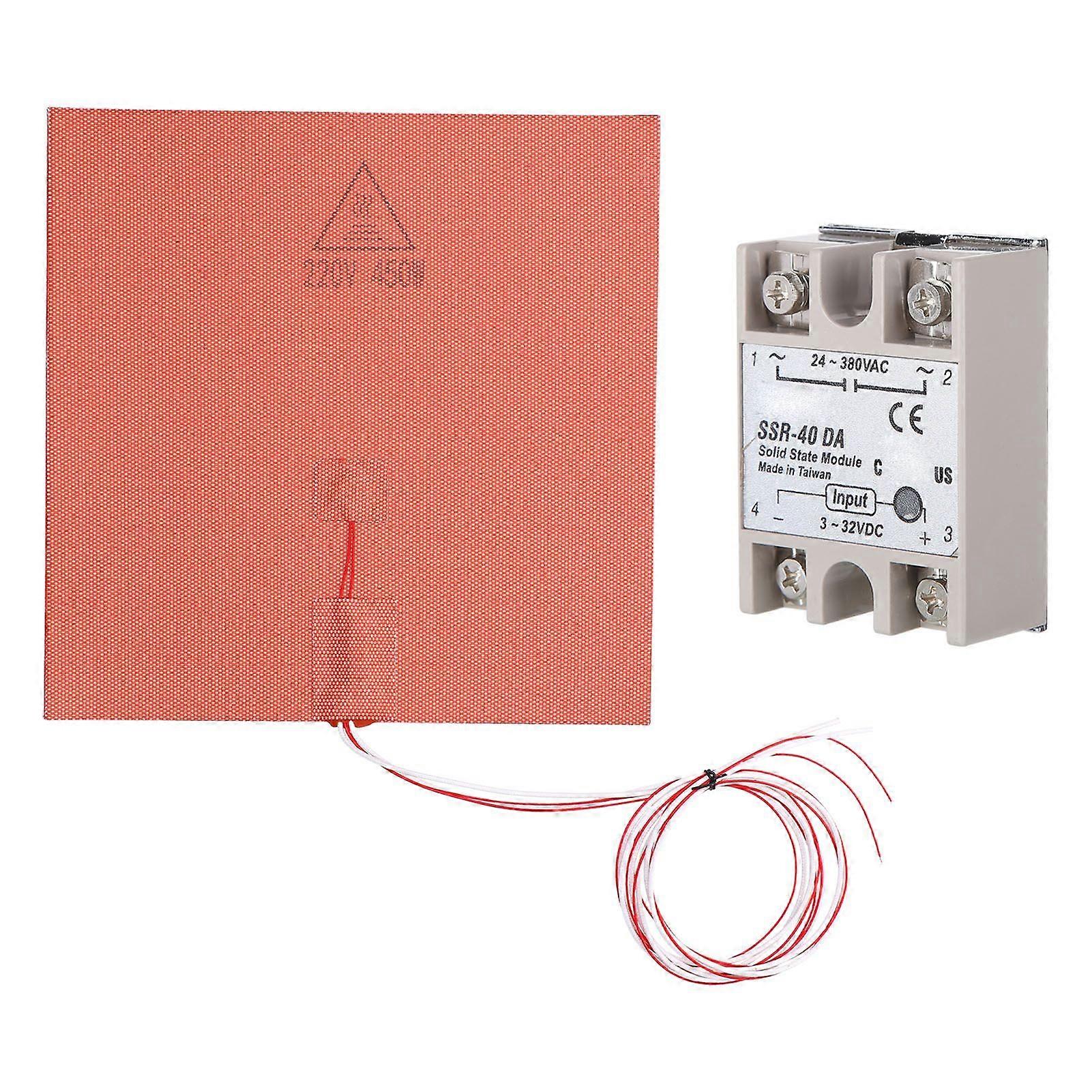 Silicone Heater Pad Heating Mat with Relay Module for VORON 3D Printer 220V 450W 250x250mm