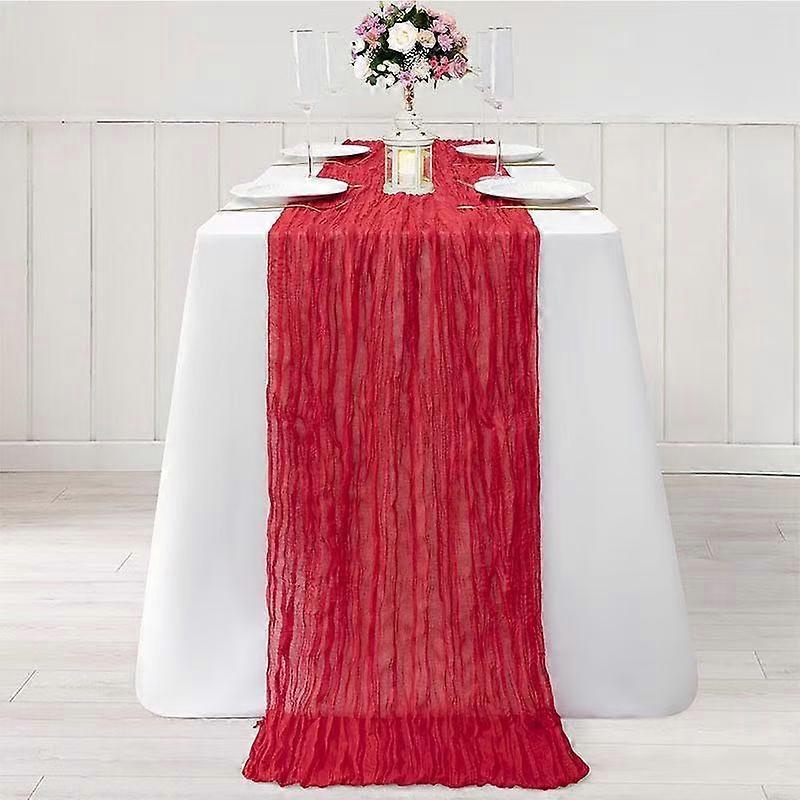 Cheesecloth Table Runner Boho Chic Gauze Semi-sheer Halloween Tablecloth For Wedding Celebrations For Banquet Holiday Decorations,red