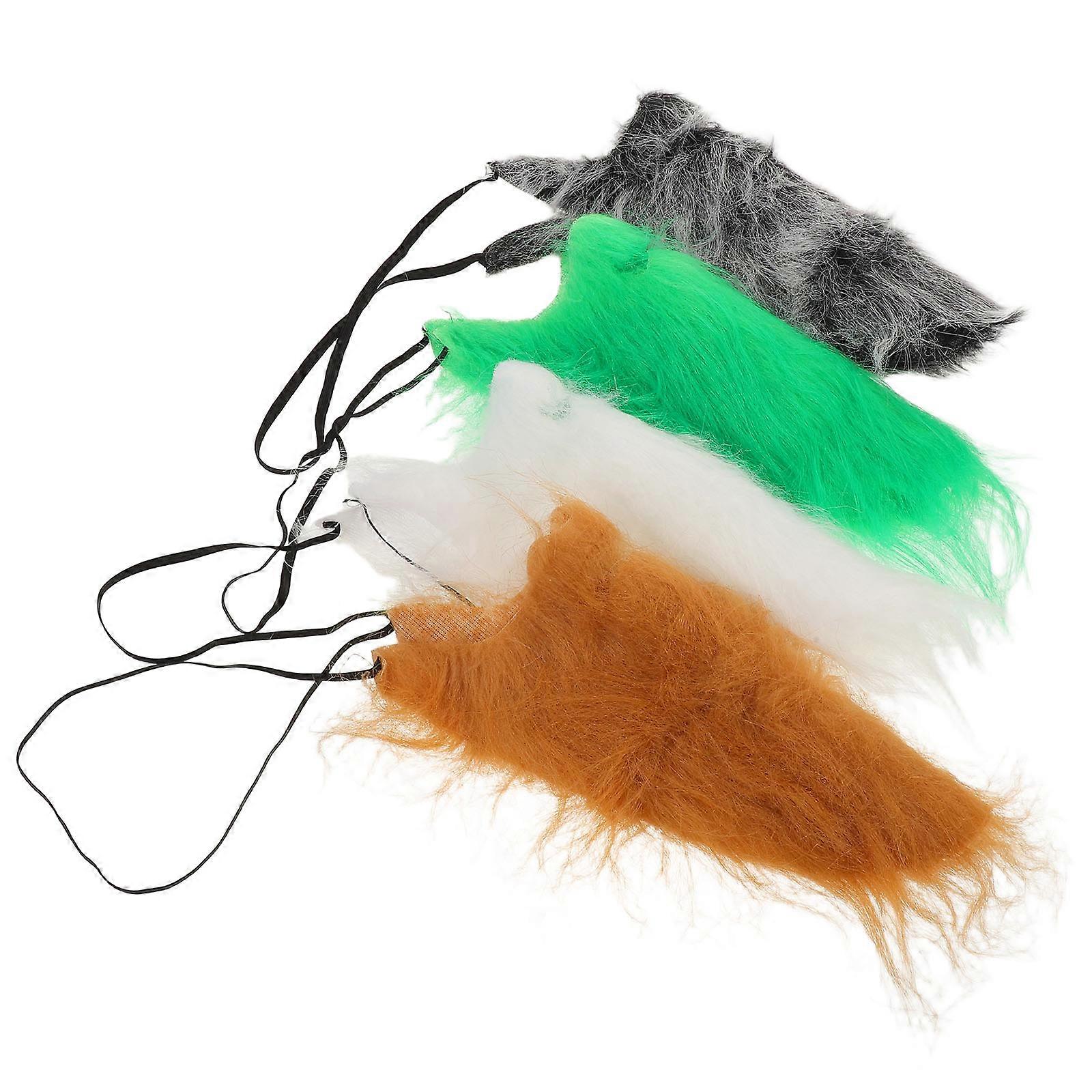 Beard Cosplay Fake Mustache Accessory for Halloween Costume Assorted Color Plush Material with Elastic Rope 4Pcs