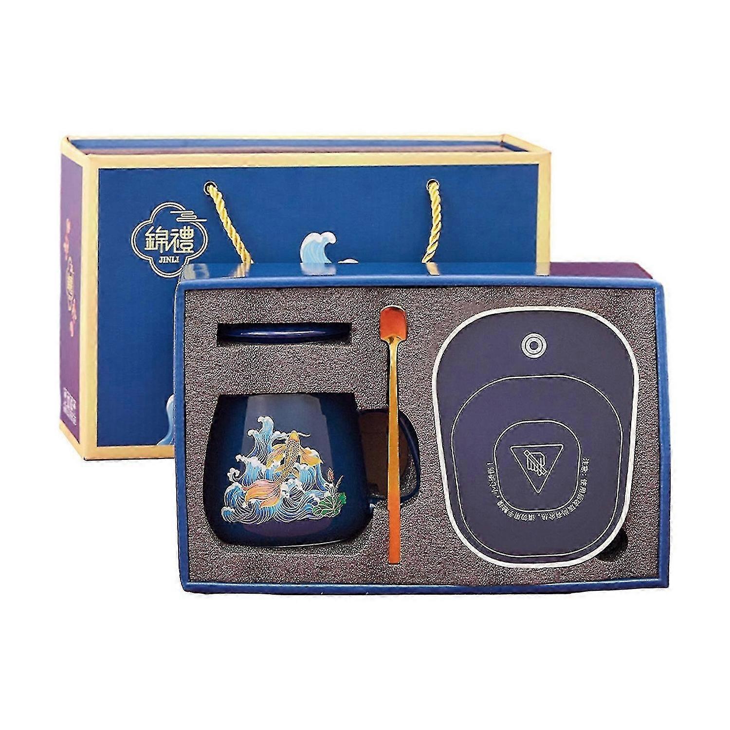 Electric Coffee Warmer and Mug Set with Lid and Spoon Designed for Desk and Office Use Ideal for Smart Portable Beverage Warmers