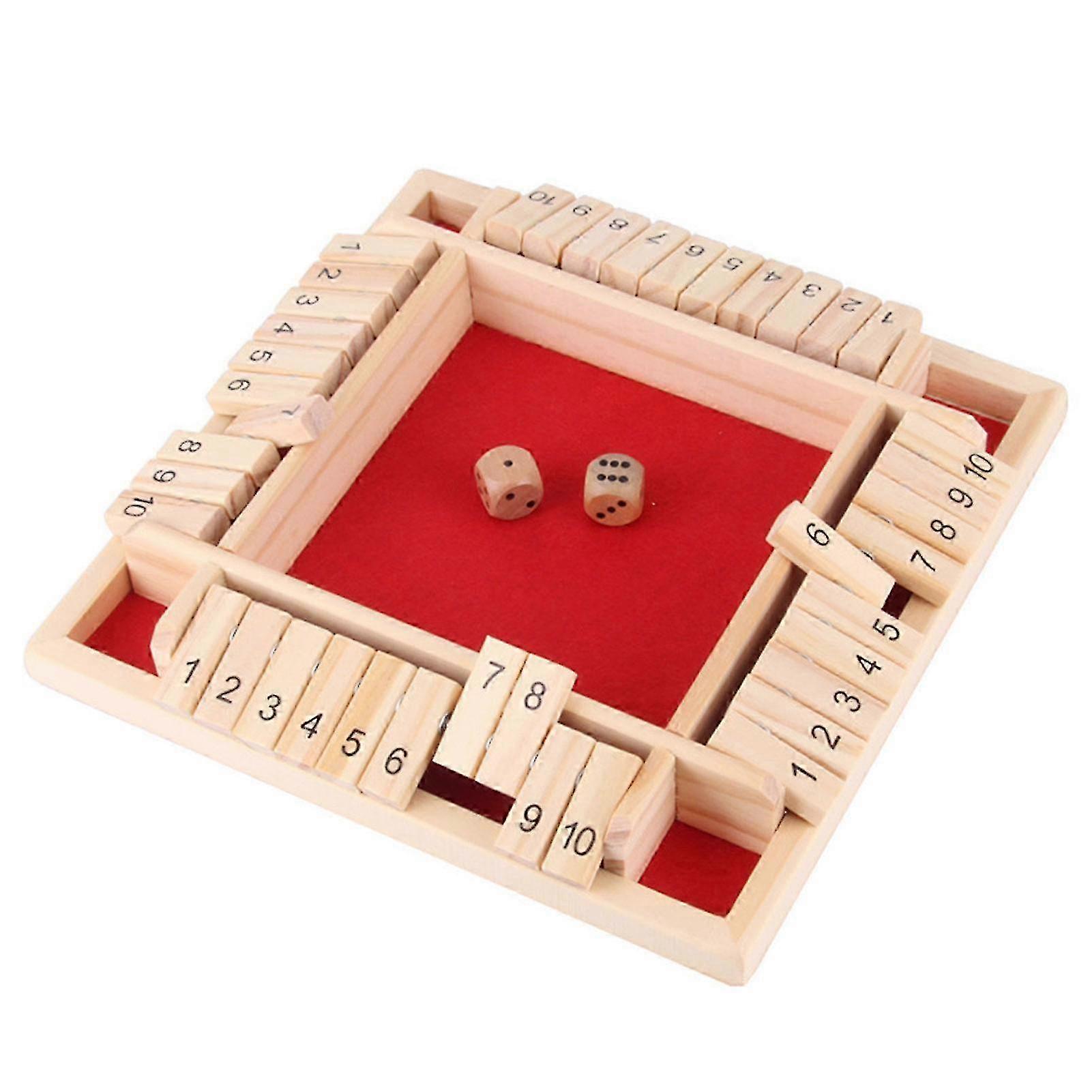 2025 4-Player Wooden Dice Game - Classic Shut The Box Game, Interactive Family Board Game for Kids & Adults