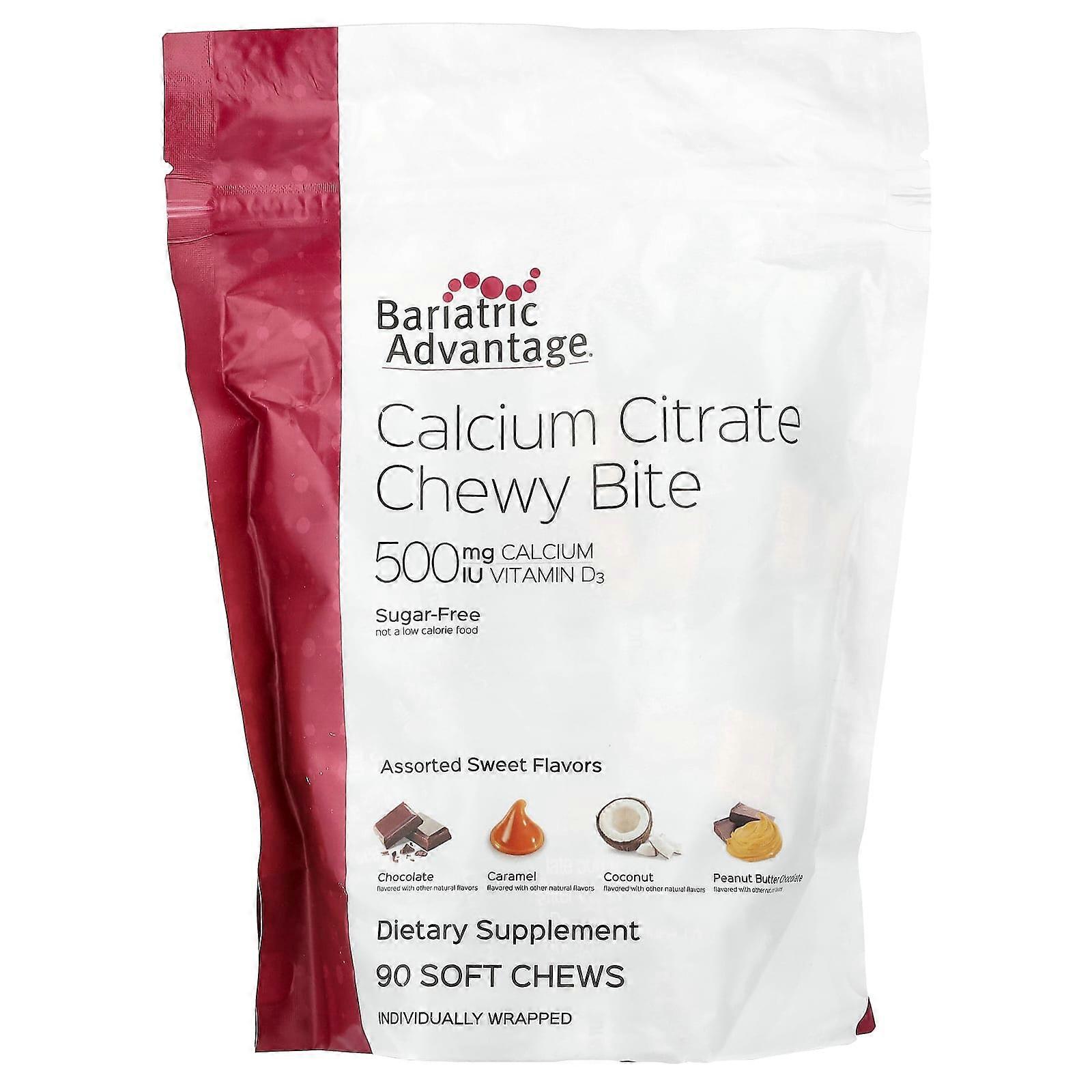 Calcium Citrate Chewy Bite, Sugar-Free, Assorted Sweet, 90 Soft Chews