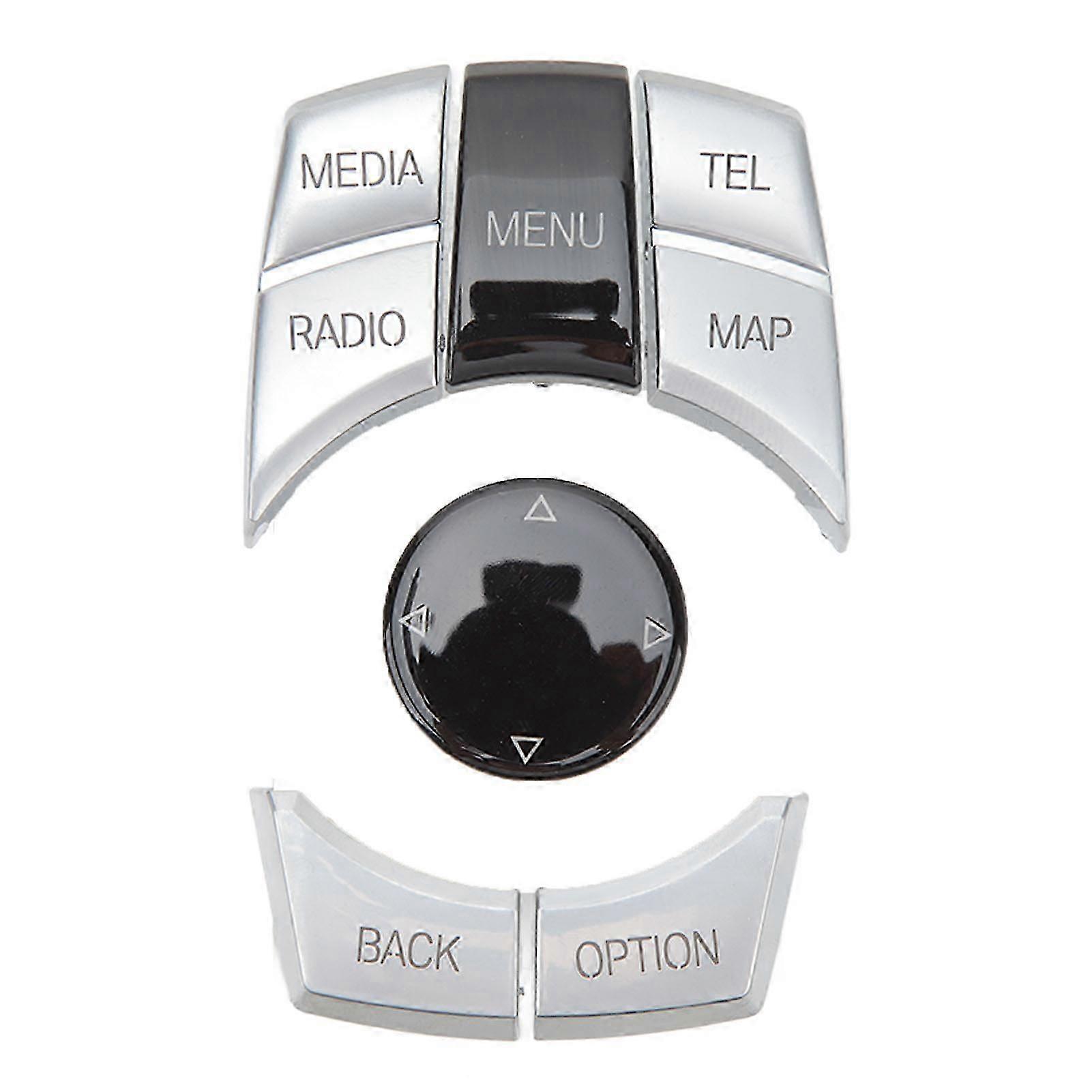 6Pcs Central Control Multimedia Button ABS Silver Plated for F20 F21 F22 F23 F87 F30 F31 F34 F35 F32 F33 F36 F82 F83 MAP-MEDOA