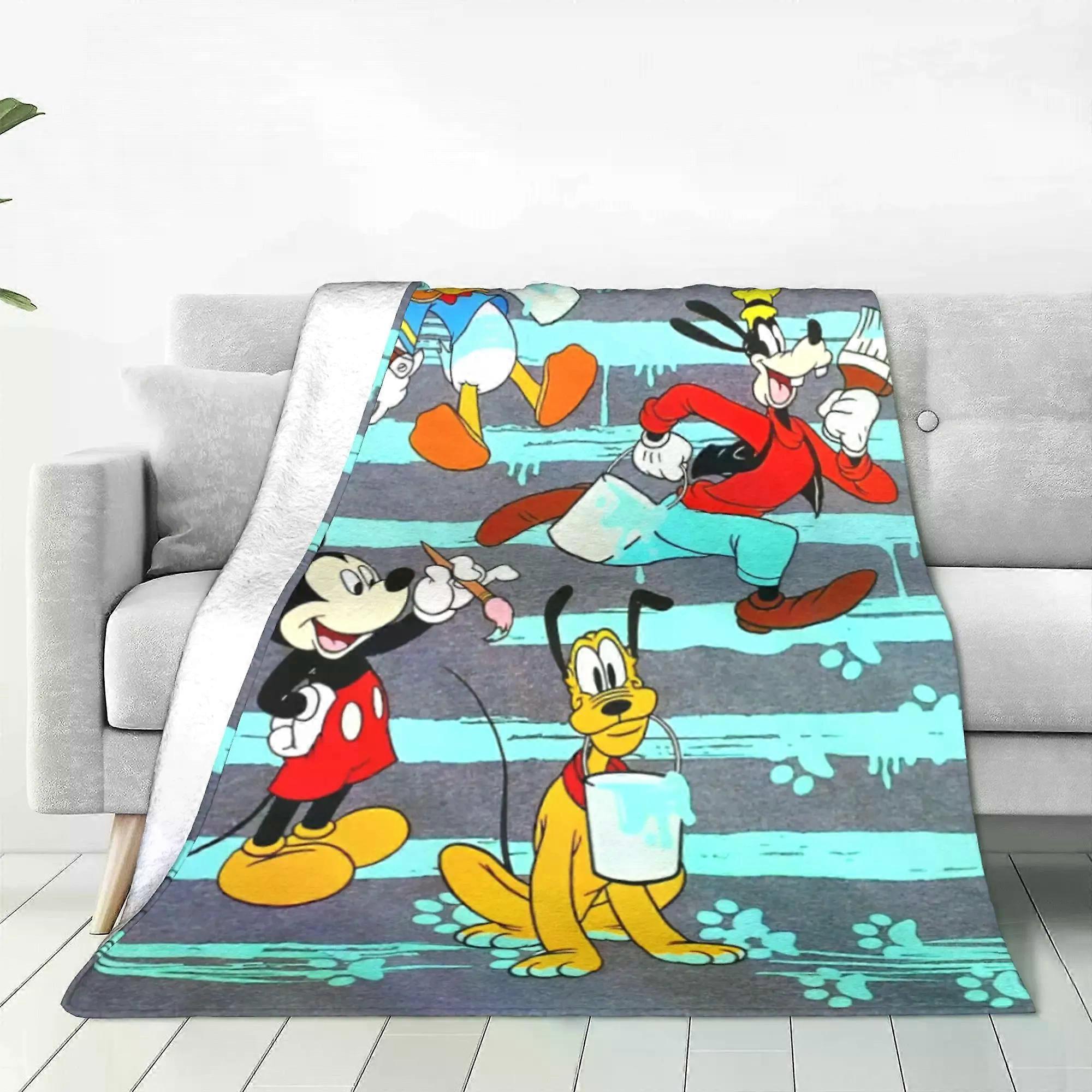 ss863 Mickey Mouse Donald Duck Coral Fleece Plush Throw Blanket Minnie Goofy Goof Cartoon Blanket Bedspread Soft Thin Quilt Breathable
