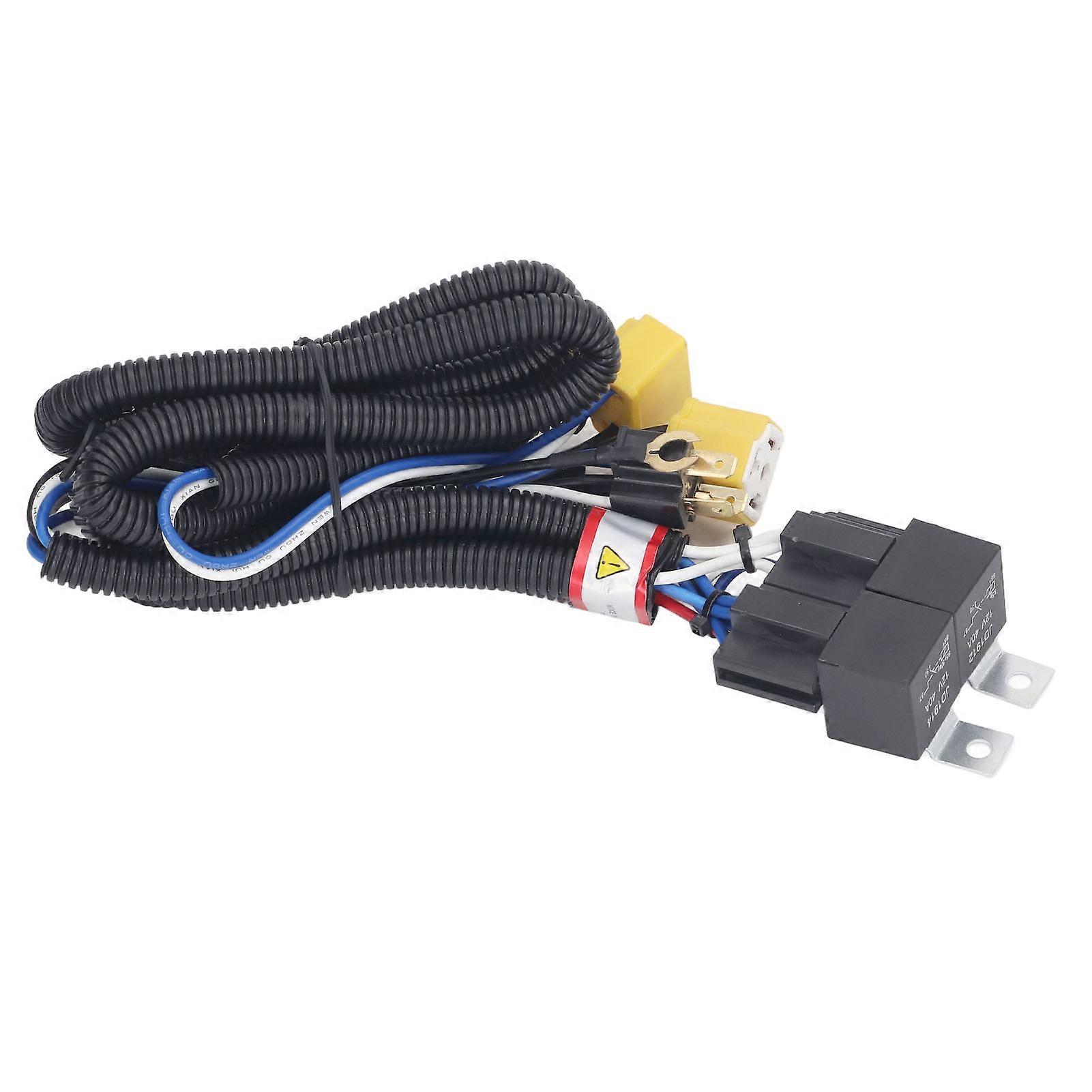 H4 Headlight Relay Harness High Temperature Resistant Ceramic Socket H6054 7x6 Headlamp Wiring Harness Kit 