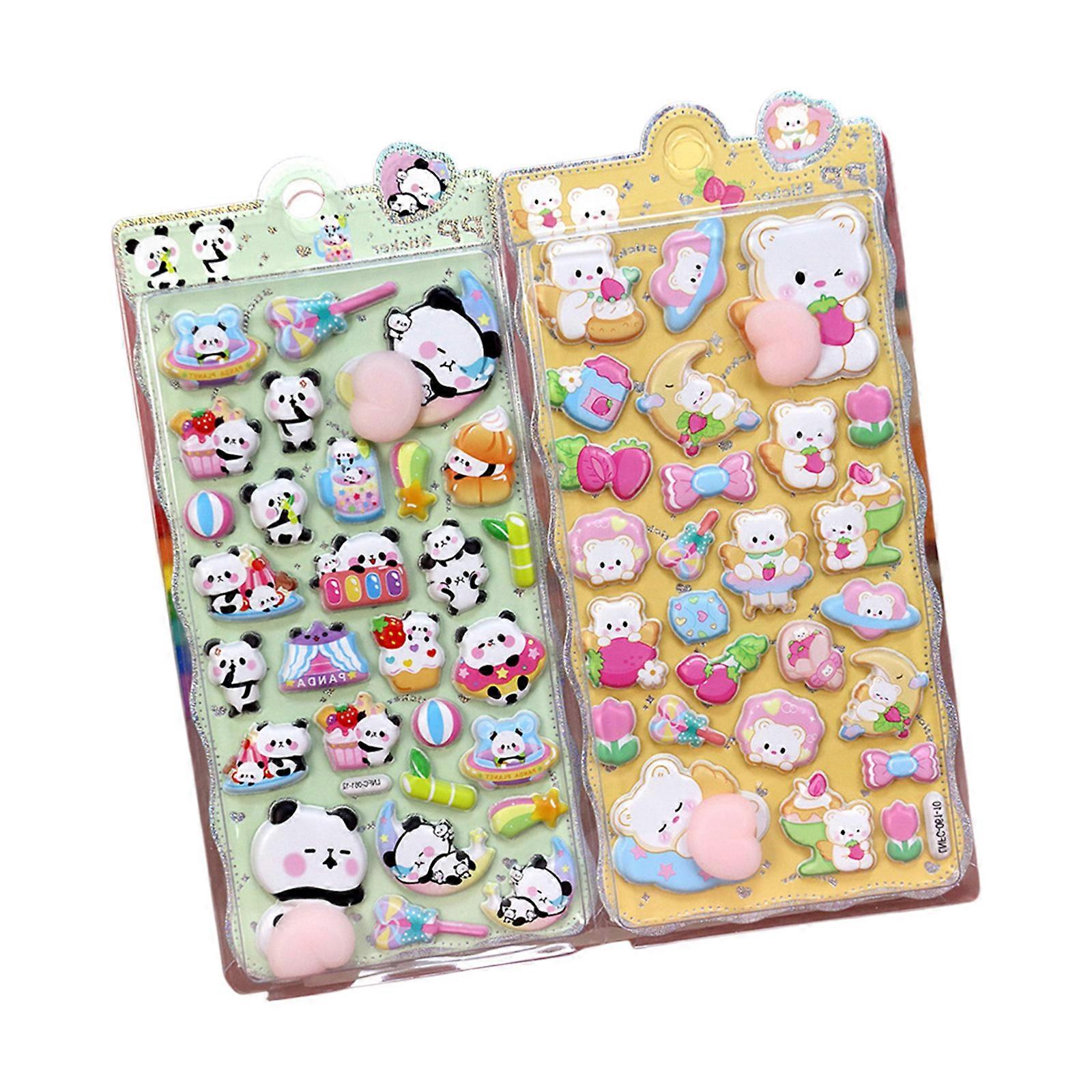 Cute 3D Sticker Cartoon Sticker Tiny Handcraft Sticker Reusable Tiny Patches for Water Bottle, Notebook, Scrapbooking Multicolor