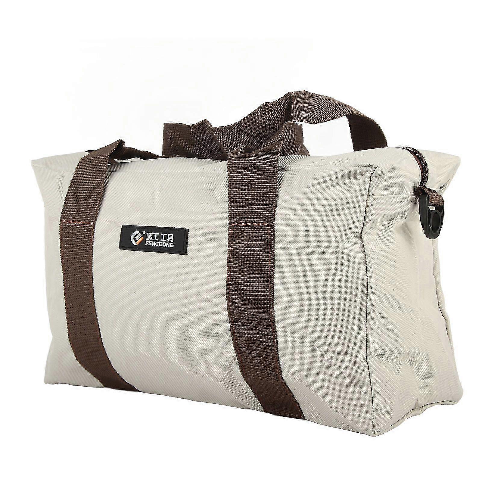 حقيبة أدوات الفم العريضة مقاومة للماء عالية التحمل سعة تخزين الأجهزة قماش حقيبة يد رمادي 20 بوصة