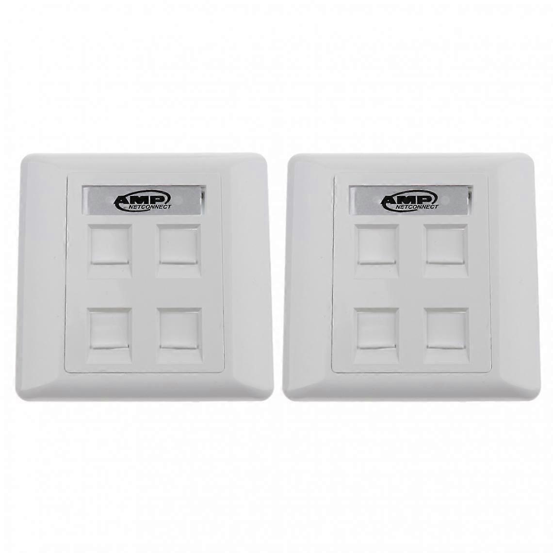 2x 4-Port RJ45/RJ11 Ethernet Network Socket Quad Data Wall Outlet Faceplate