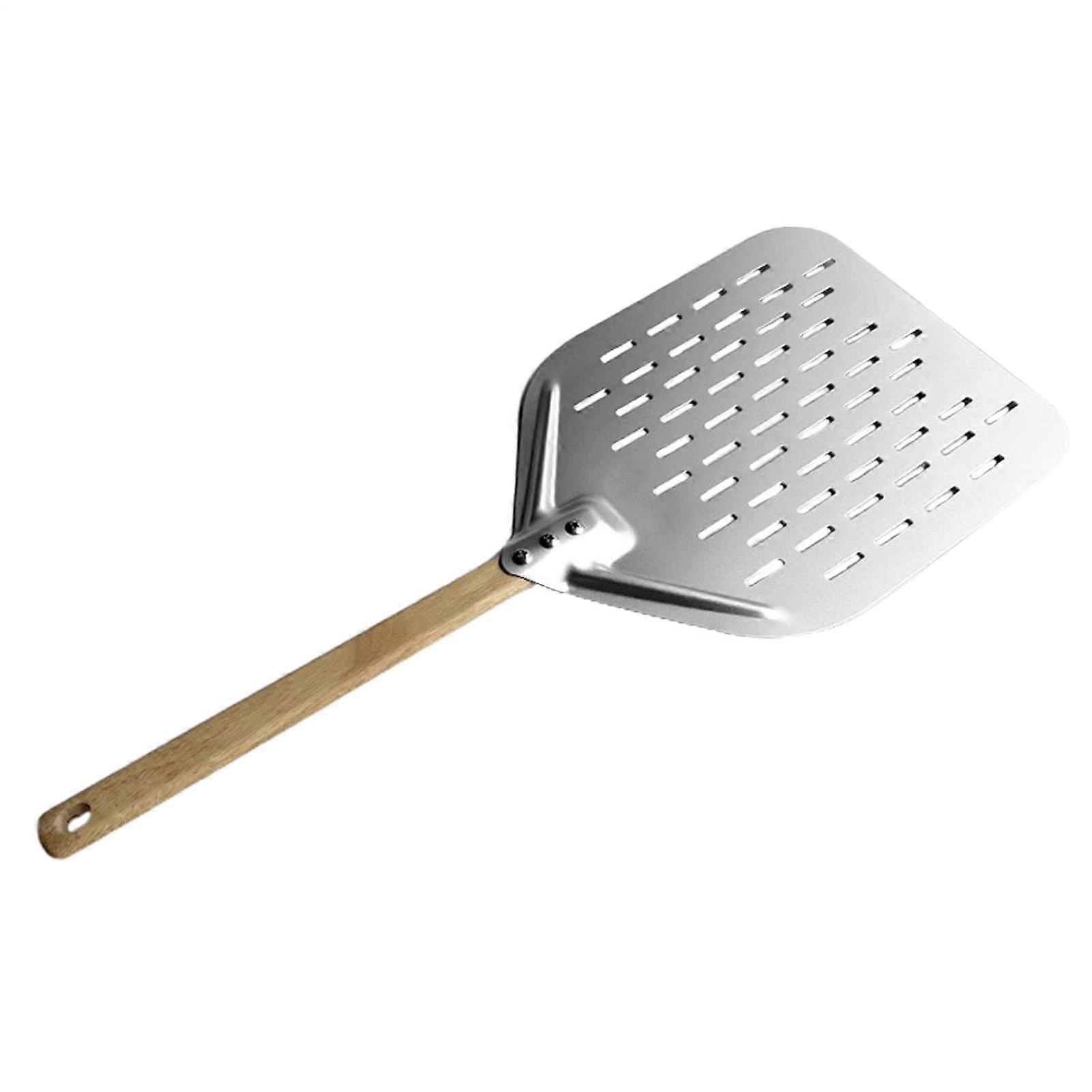 12Inch WoodenHandle Perforated Pizza Peel NoDrill Sliding Palette