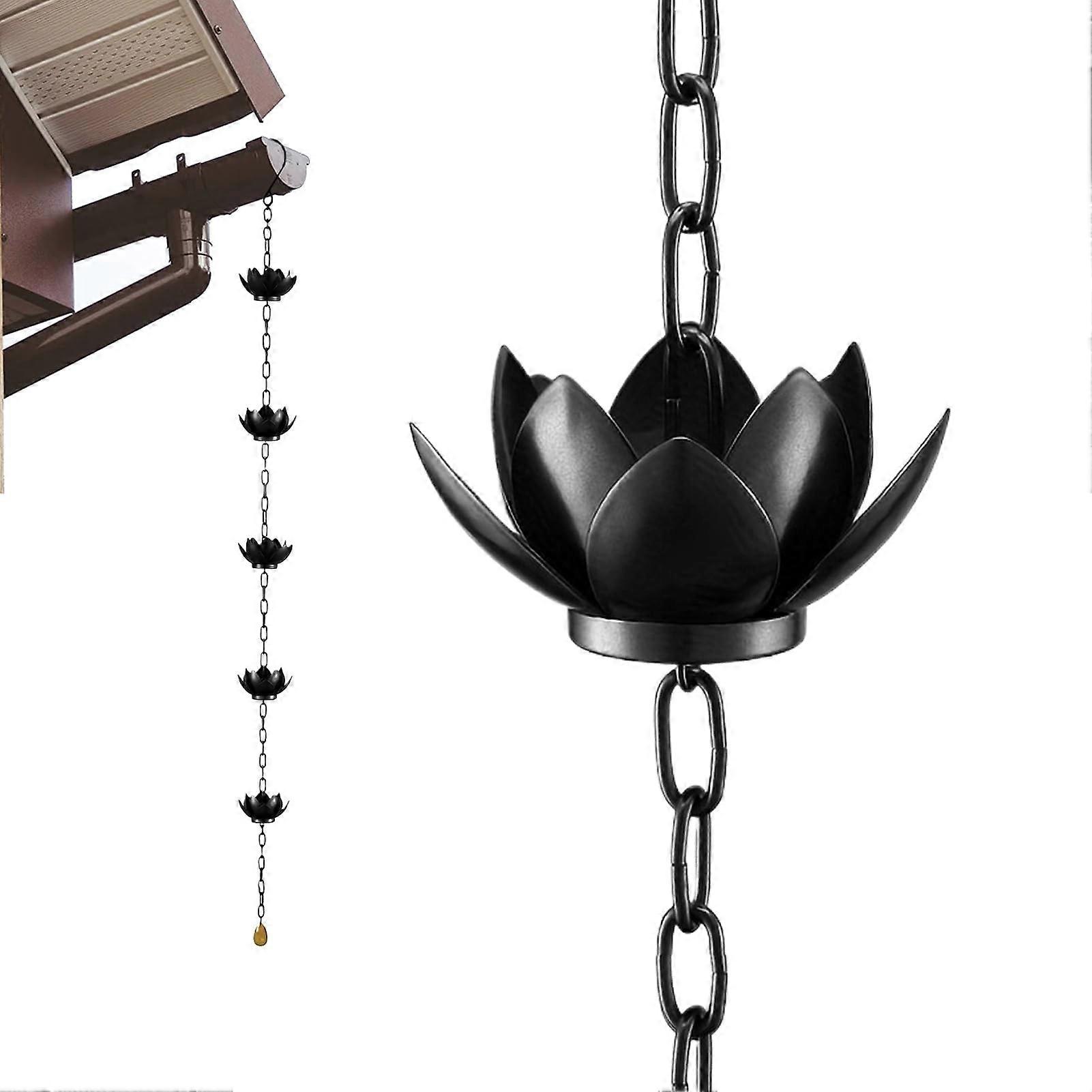 Rain Catcher Chain Metal LotusStyle Rain Chain Gutter Downpipe Alternative For Foundation Protection Outdoor Patio