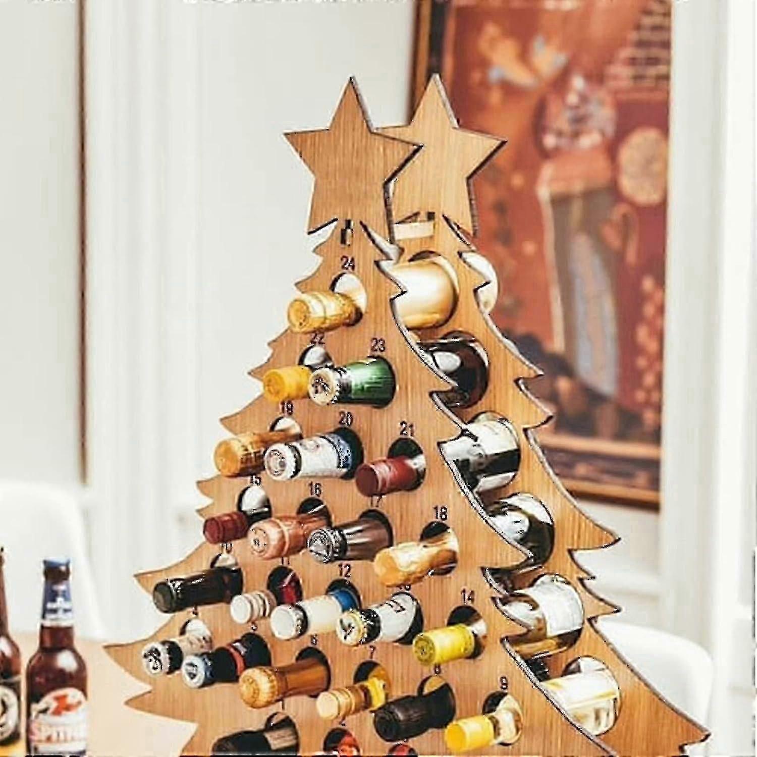 Christmas Wine Advent Calendar,24 Days Countdown Advent Calendar Decoration Wine Stand,christmas Tree Bottle Holder