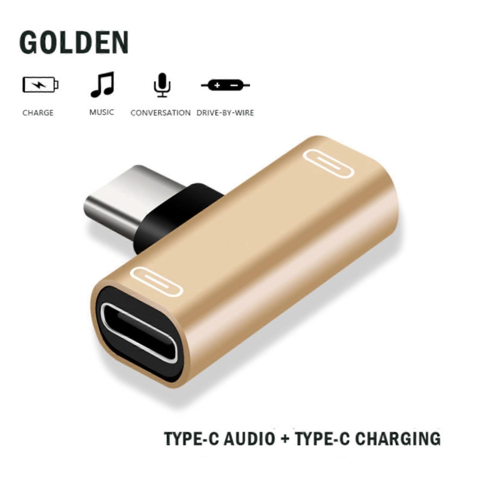 USB C Splitter 2 In 1 USB C Audio And PD Charging Adapter Type C Audio Headset Charging Listening To Songs