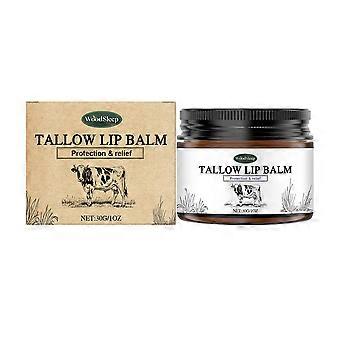 2 stk. Beef Tallow Lip Balm, fuktighetsgivende leppepleie for tørre lepper, daglig fuktighet og næring med mineralolje og vaselin