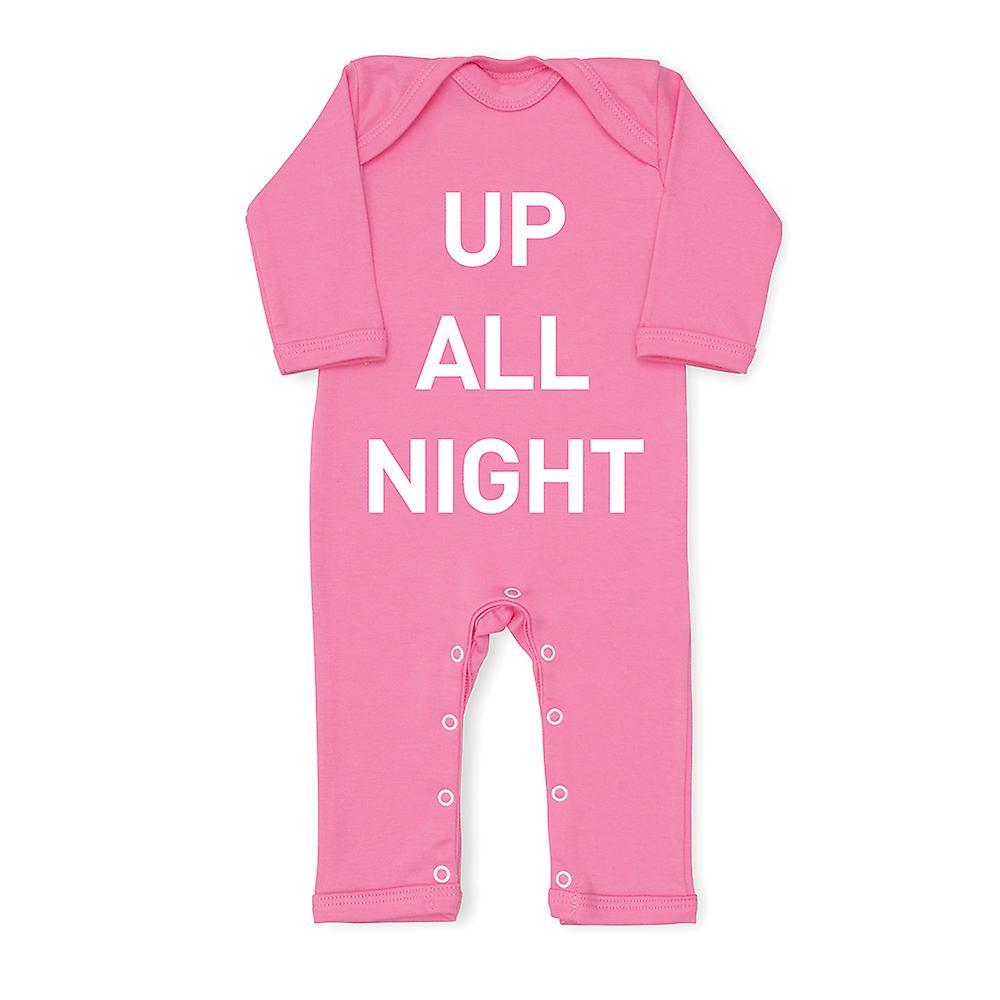 Up All Night Pink Baby Grow