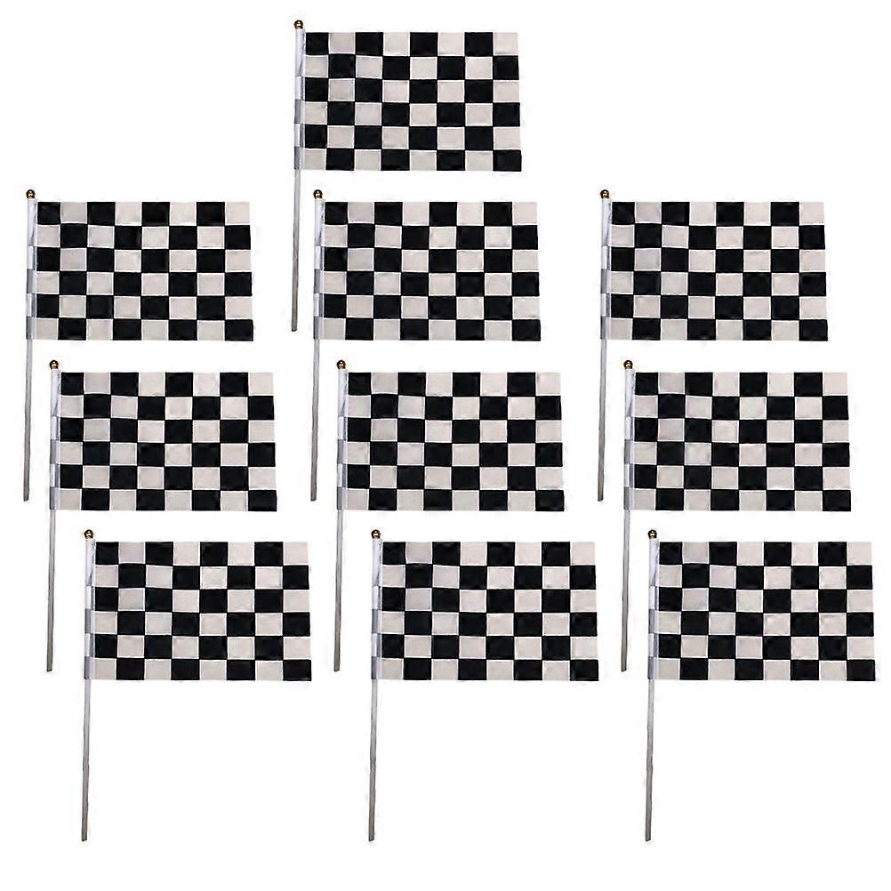 10pcs Racing Signal Flag Black and White Grid Handheld Flag for Events