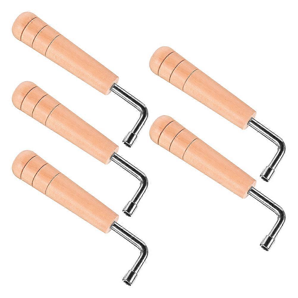 Lyre Harp Tuning Wrench Professional Precision Tool with Wooden Handle 5Pcs