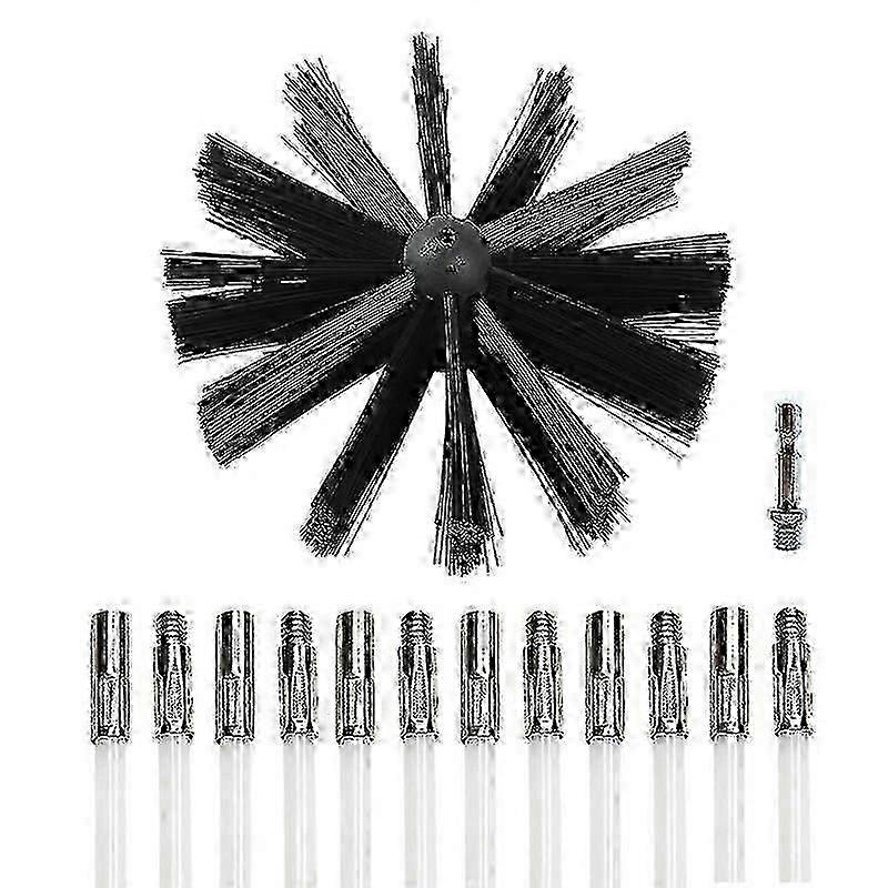 fireplace chimney brush with long handle and flexible rod