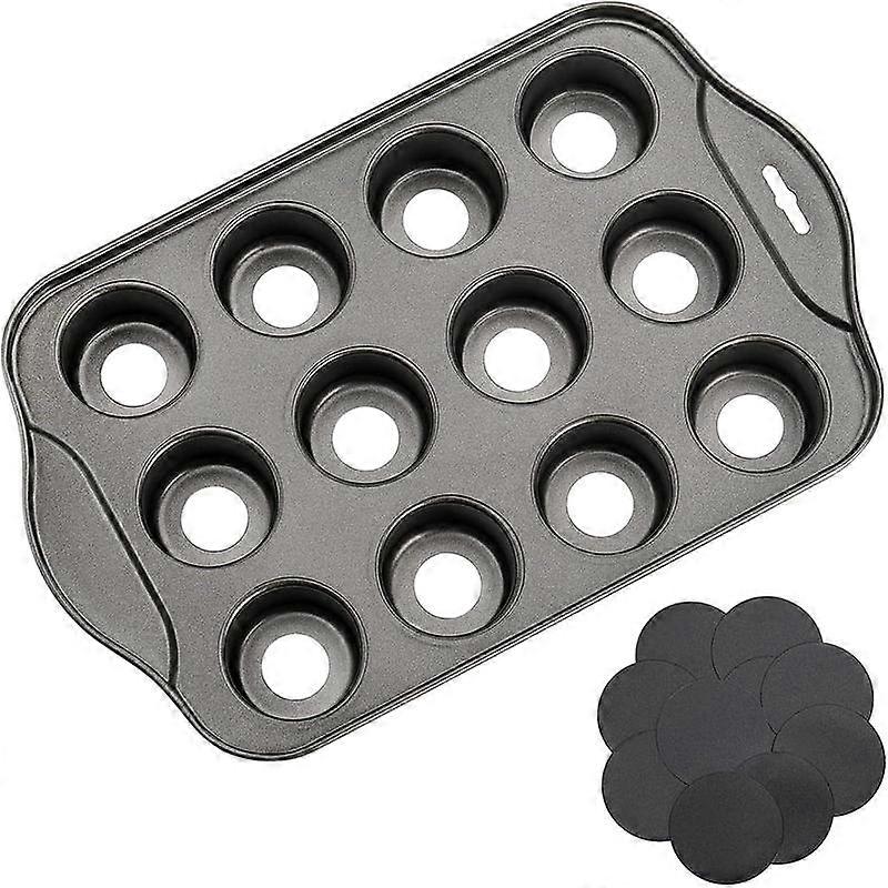 12 Cavity Mini Cheesecake Pan with 24 count Removable Bottom Cup Nonstick