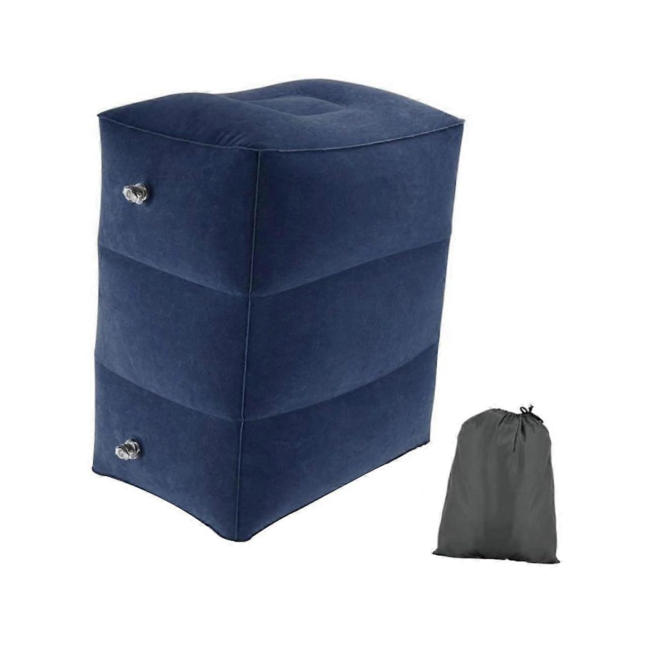 Adjustable Inflatable Travel Foot Rest Pillow with Flocking Surface for Airplane, Office, and Outdoor Use