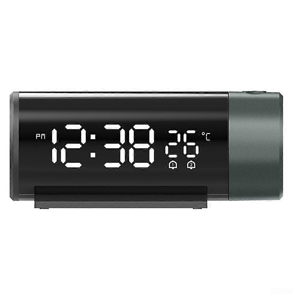 Projection Alarm Clock with 180° Rotating LED Display, Dimmable Brightness, Temperature, USB Charging Port