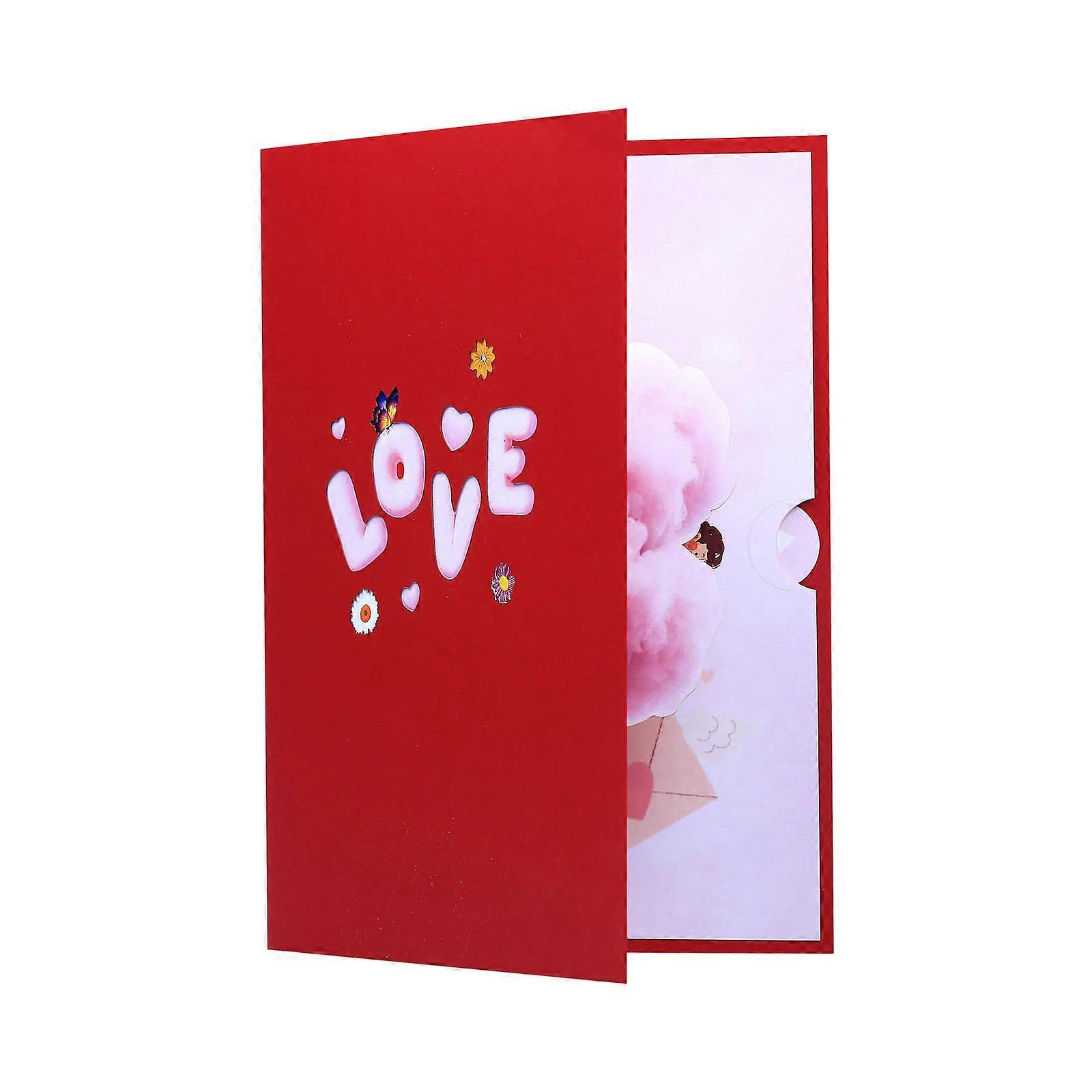 Handmade Heart Cloud Invitation Card 3D Popup Greeting Card with Envelope Unique Valentine's Day Gift for Couple Multicolor